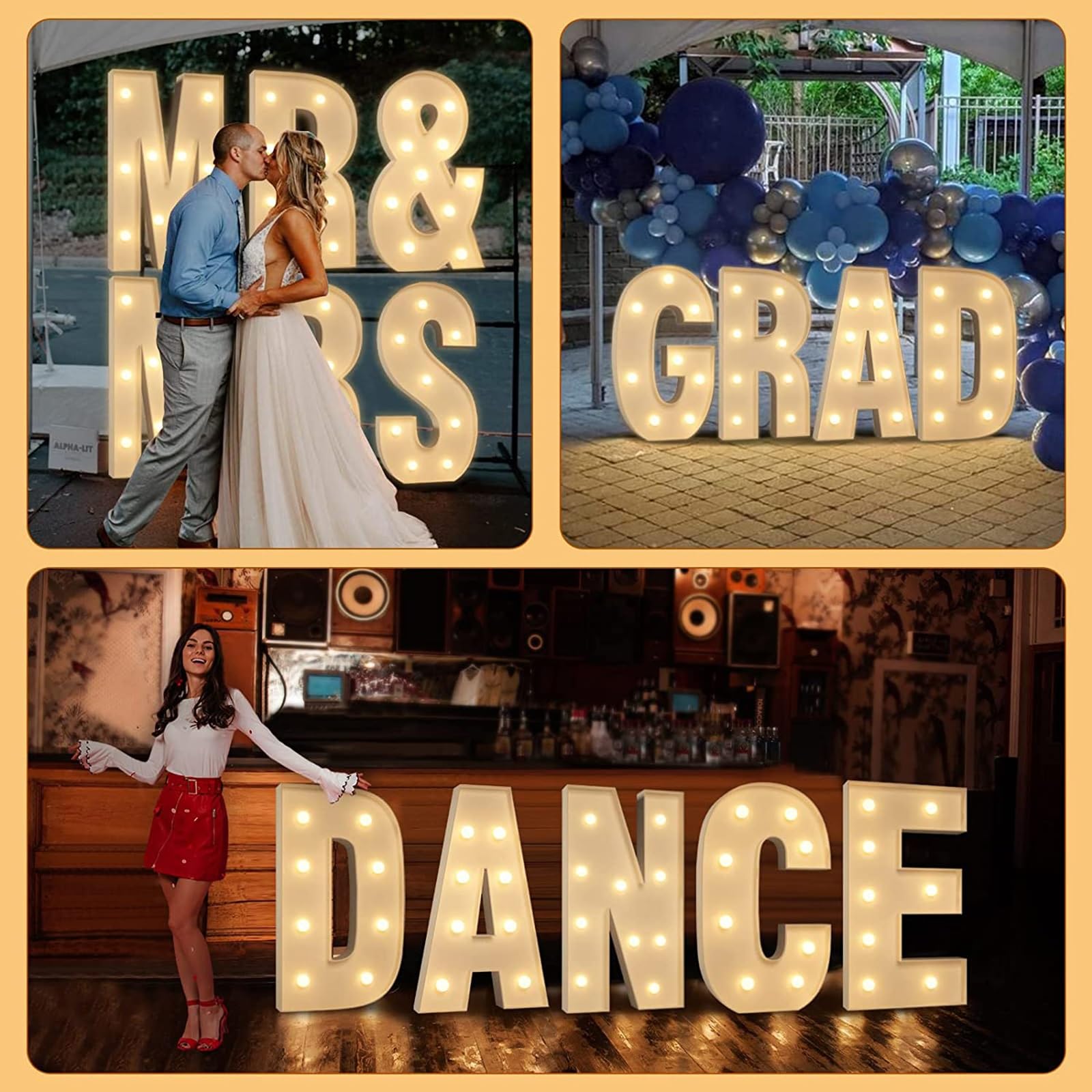 Letras LED Gigantes For Marquesina, Letras De Mosaico Decorativas De 2,3 Pies, 3,3 Pies O 4 Pies For Bodas, Aniversarios, Cumpleaños, San Valentín, Fiestas Y Decoración Del Hogar(Letter V,2.3ft)