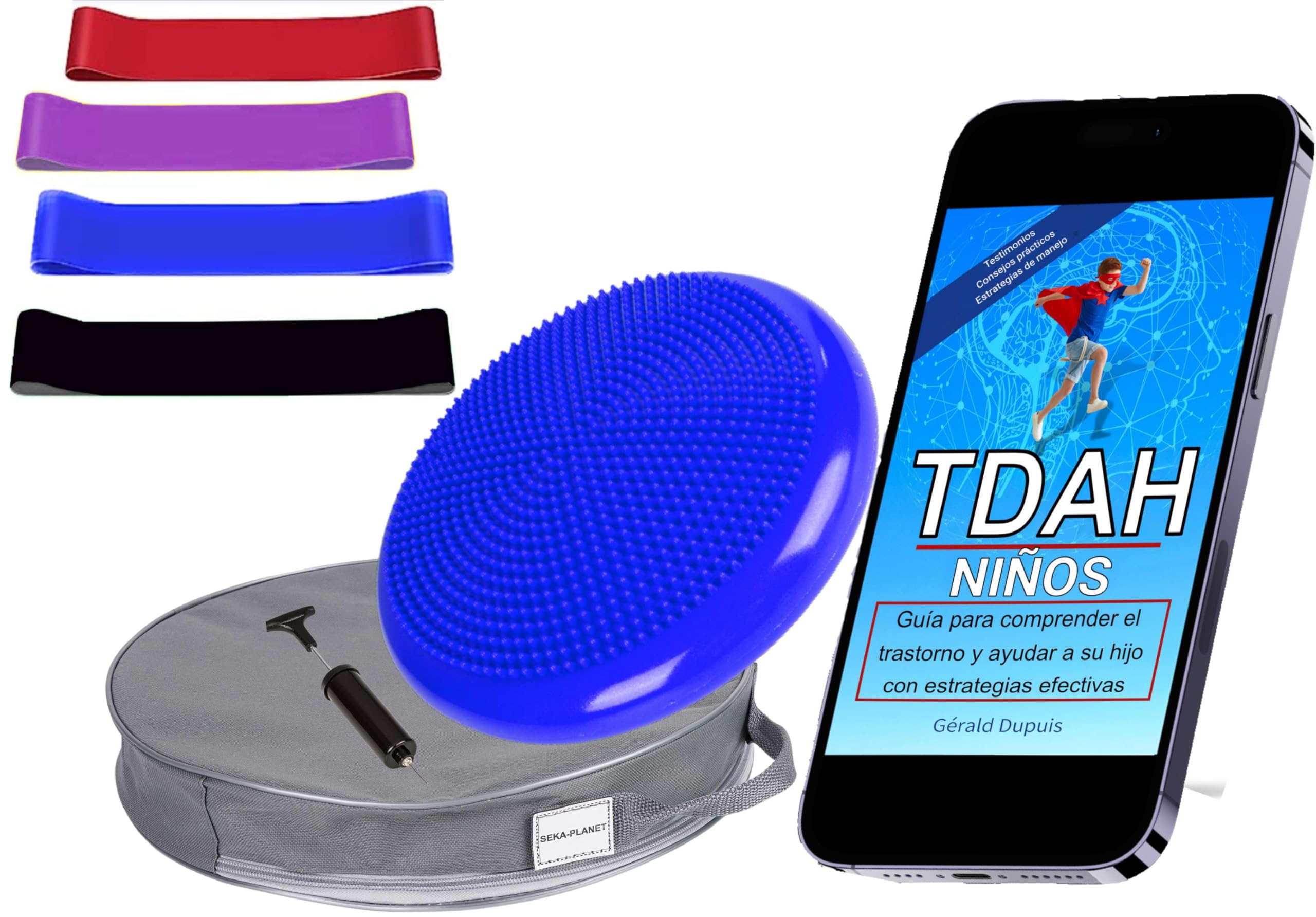 Cojín TDAH Niño y Bandas Elásticas | Maximice la Concentración | Canalice la Hiperactividad | Adaptabilidad Garantizada | Prosperación diaria