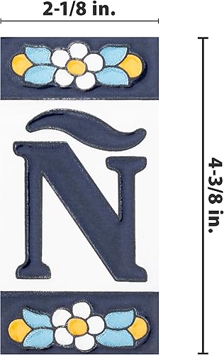 Miniatura 4 de Merola Tile Sevillano Flora Address Letters Enye 2-18" x 4-38" Azulejo de cerámica para pared