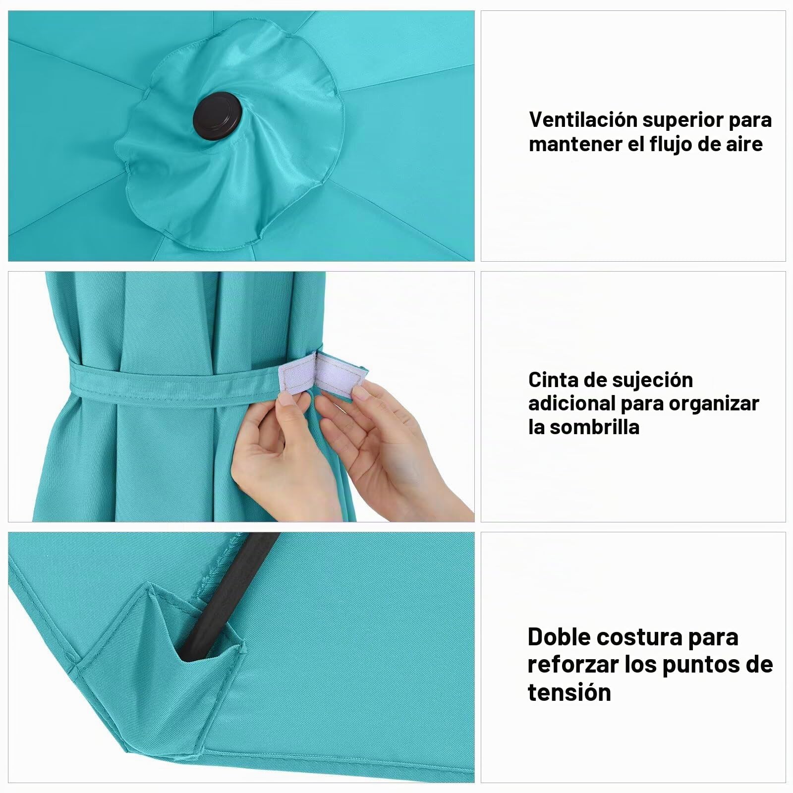 ABCCANOPY Sombrilla de repuesto para exterior de 9 pies, traje superior con 8 varillas (turquesa)