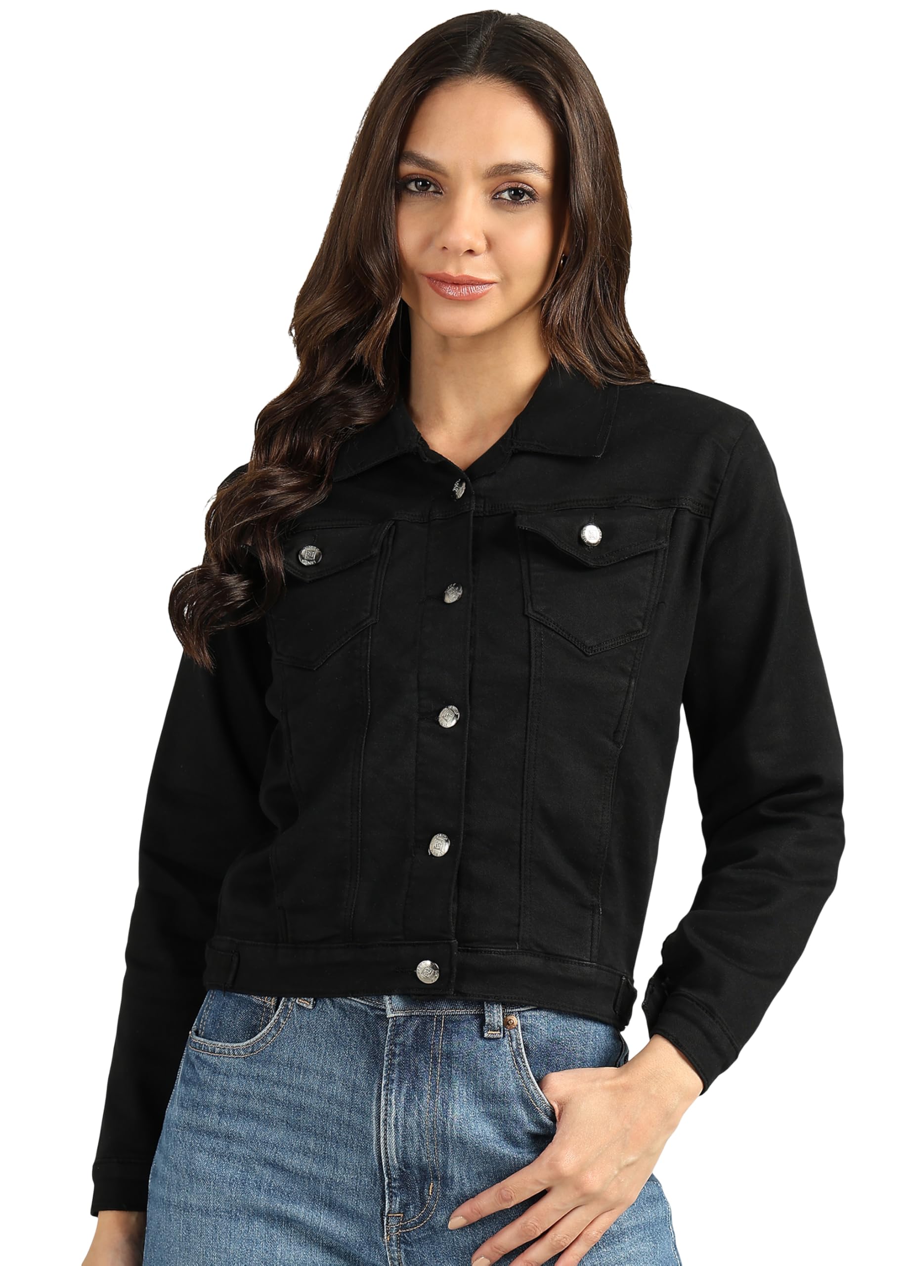 nifty Women's Denim Color Trucker Jacket-picture-35