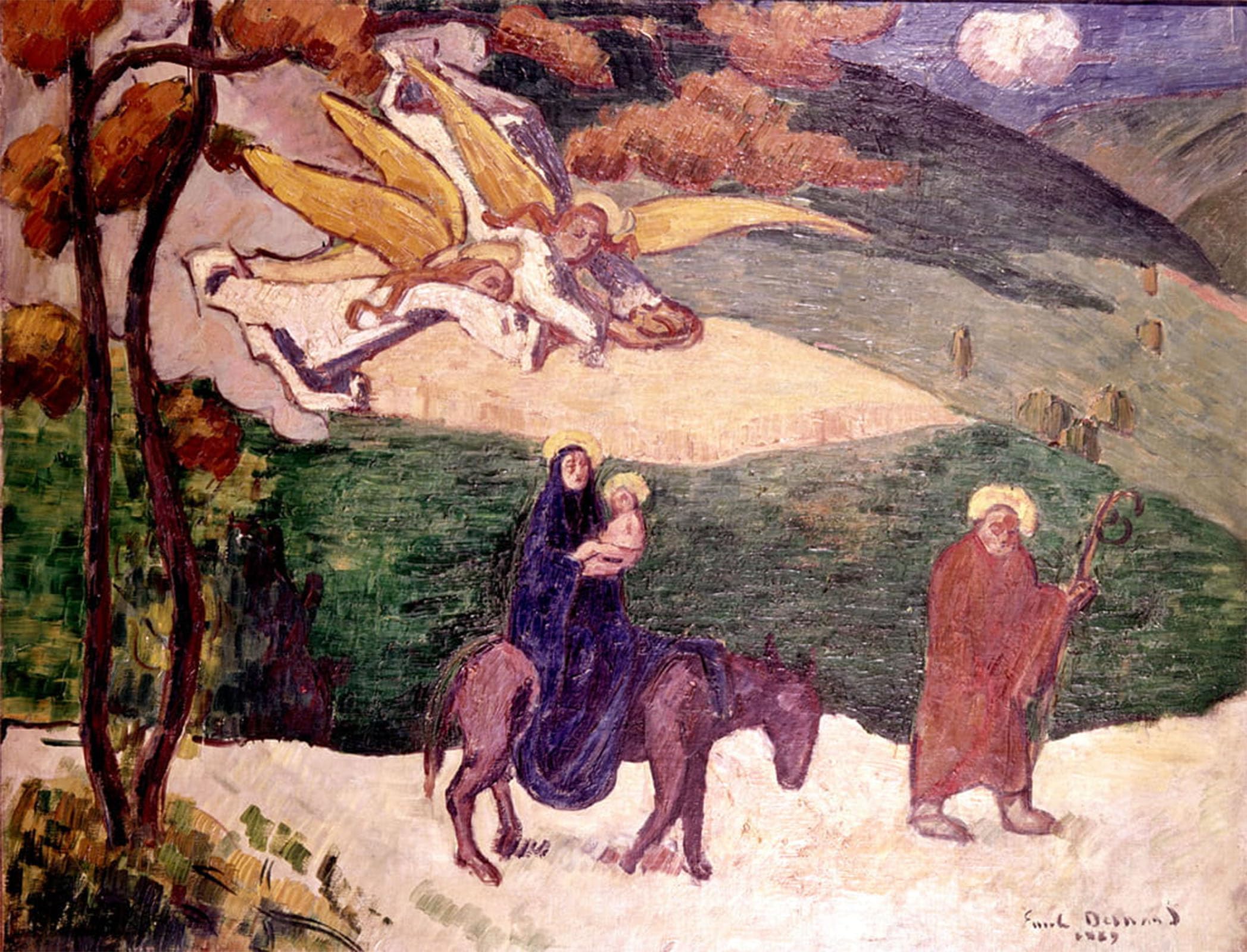 POSTERIIk Famous Modern Artwork Art Mural Flight Into Egypt by Emile Bernard Oil Paintings Pictures for Home Decor 60x90cm