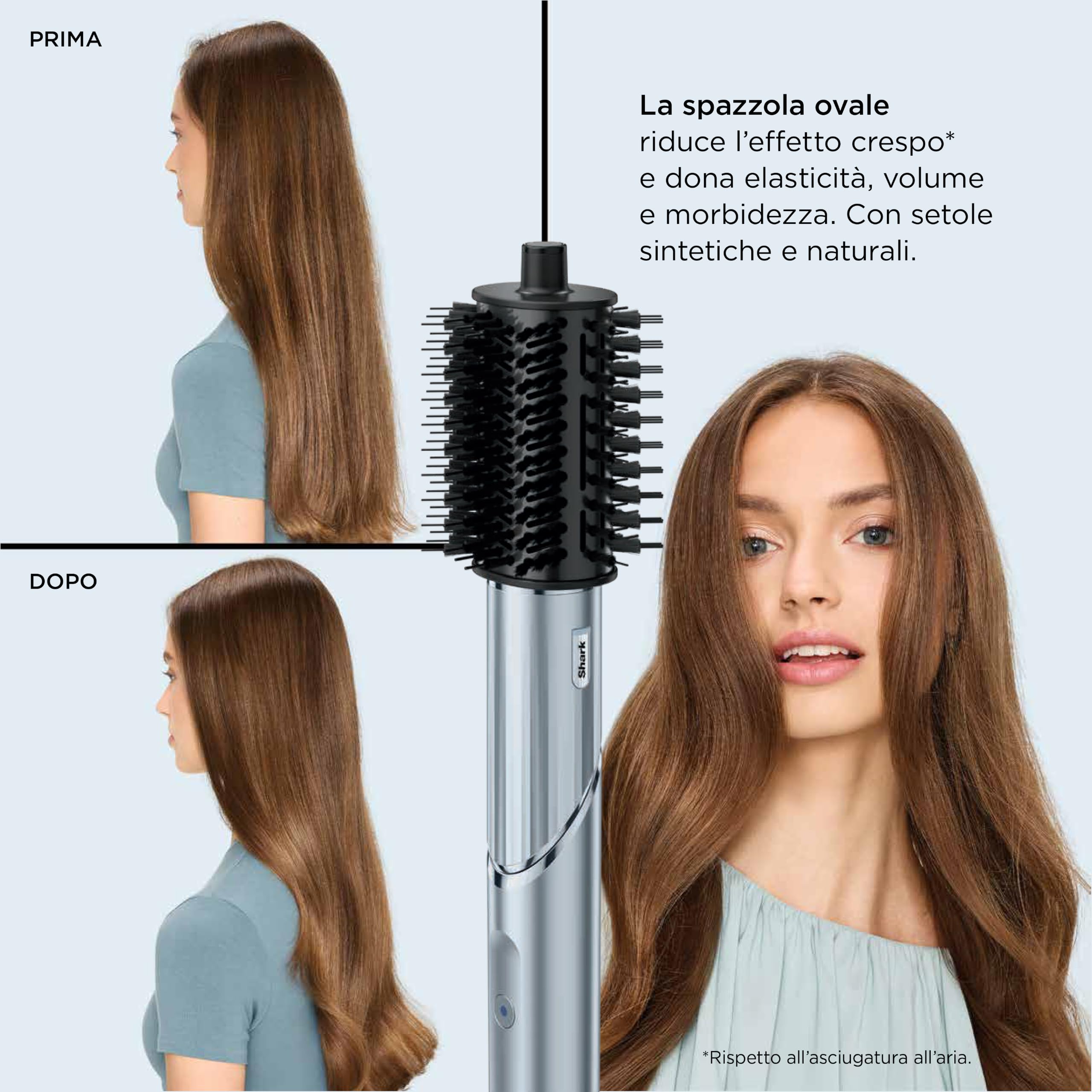Shark FlexStyle, Styler e Asciugacapelli 6in1, Limited Edition Blu Ghiaccio | Phon Arricciacapelli, Lisciante, Volumizzante, Diffusore, Concentratore Evita Danni da Calore, Modello HD476WHEU