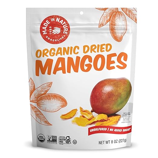 Made In Nature Organic Dried Mangoes, 8 Ounce (Pack of 1) – Vegan Snack, Non-GMO, Unsulfured, Gluten Free, Kosher