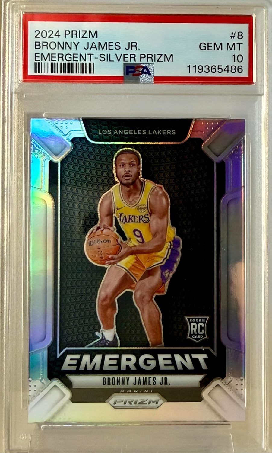 Bronny james Jr. PSA Graded 10 Gem Mint Prizm Rookie Card Collectible Basketball Card - 2024 Prizm Basketabll Card #8 (Lakers)