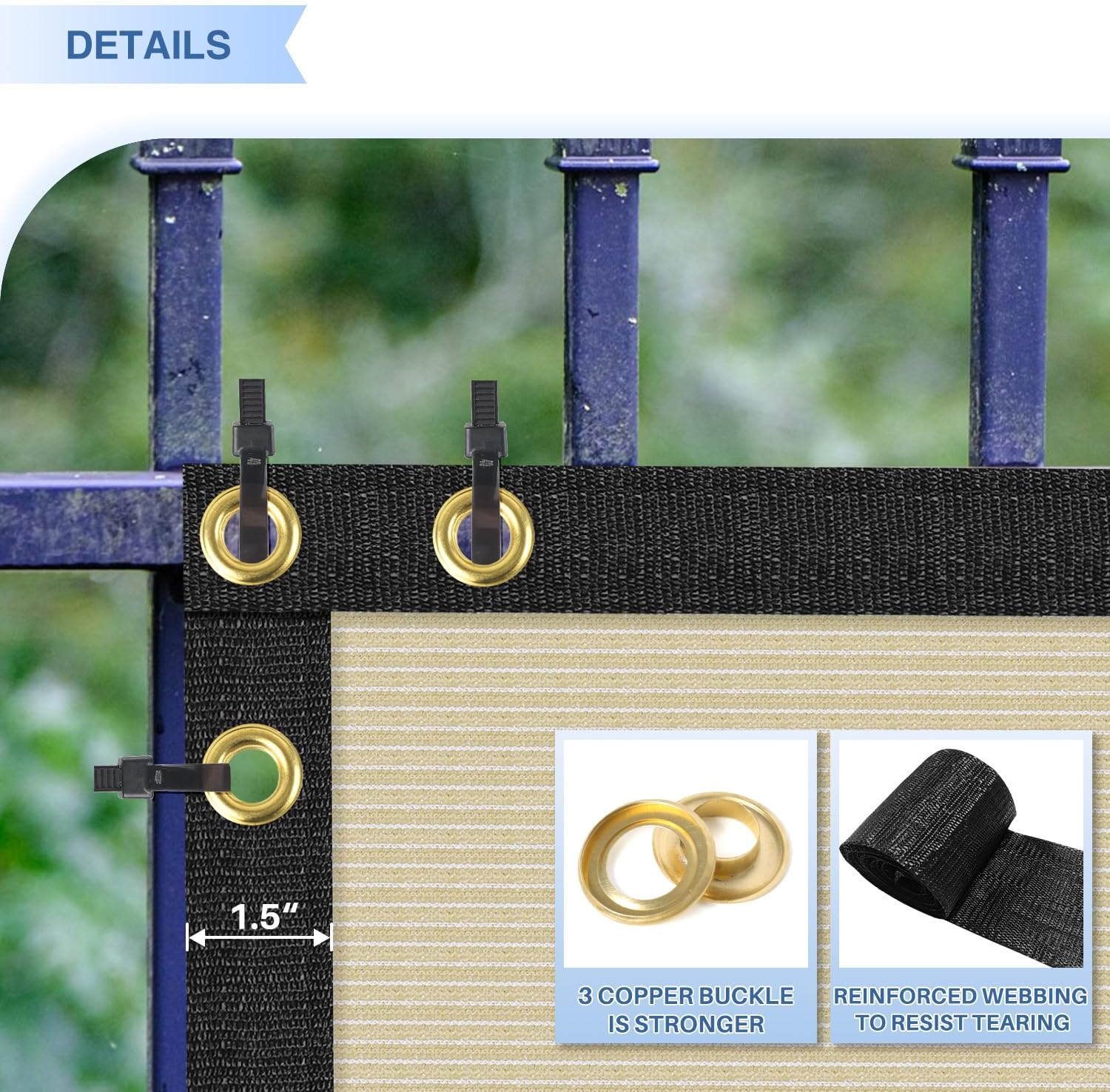 E&K Sunrise 8' x 20' Privacy Fence Screen with Grommets, Outdoor Windscreen Fence Covering Privacy Screen UV Blockage for Backyard Garden Patio, Zip Ties Included (Beige)