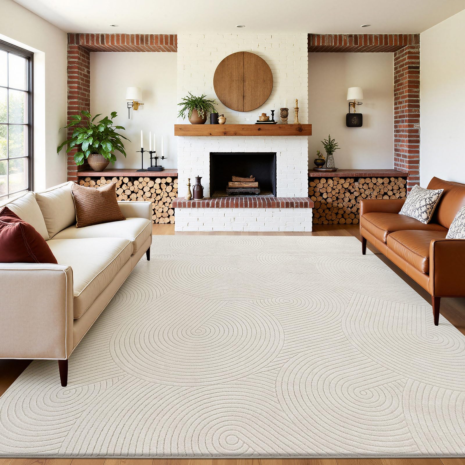 SHACOS Alfombra Salón Beige, Grande Alfombra Habitación Suave Antideslizante, Lavable Tapete Sala Decorativa Estilo Escandinavo para Sala, Dormitorio y Comedor Rug, 200 x 290 cm
