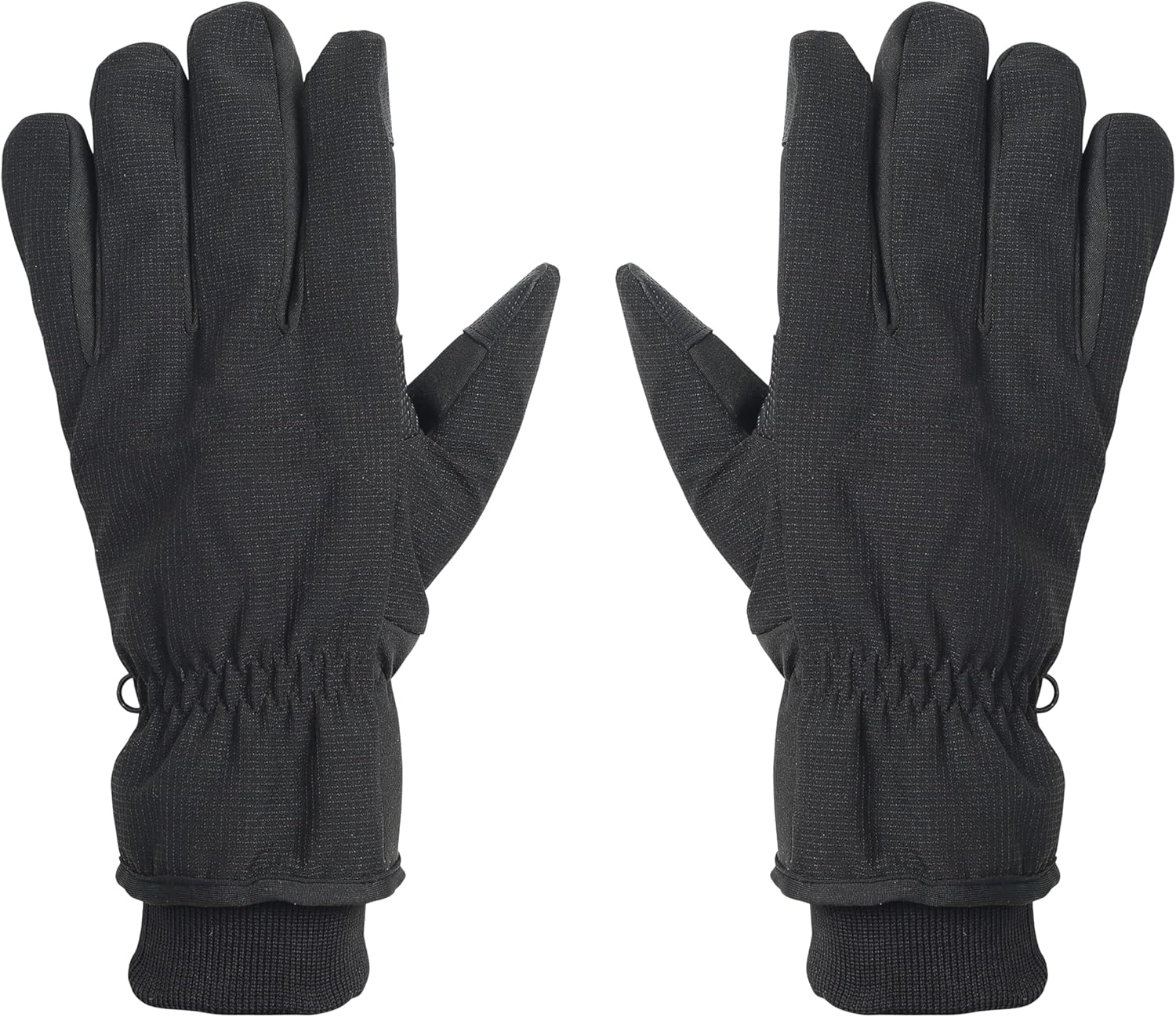 Heat Logic Unisex 2-Layer Woven Stretch Gloves with Fleece Lining and Touchscreen Compatibility for Men and Women - M/L (Black) - Image 2