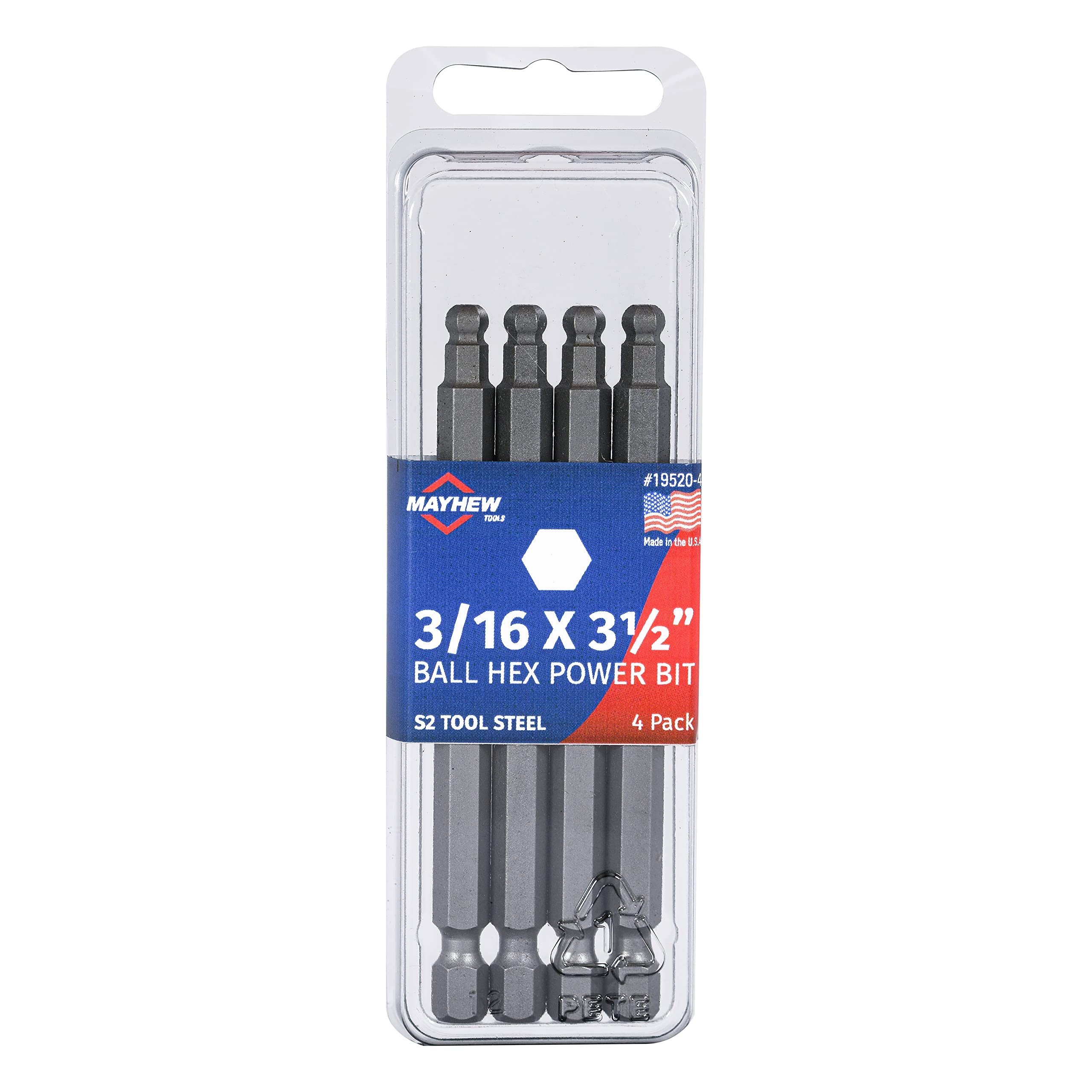 Mayhew Tools 19520-4 USA SAE Ball Hex Power Bit, 316 Ghana