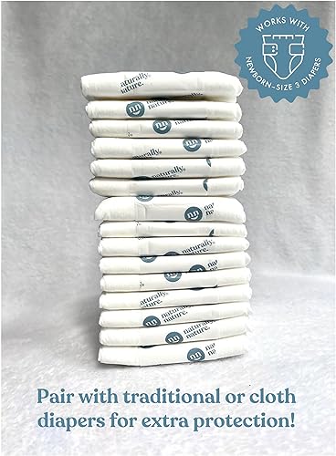 Miniatura 6 de Naturally Nature Almohadillas elevadoras para bebés, tamaño N-3, paquete de 32 unidades, forros adhesivos para pañales para pasar la noche, la