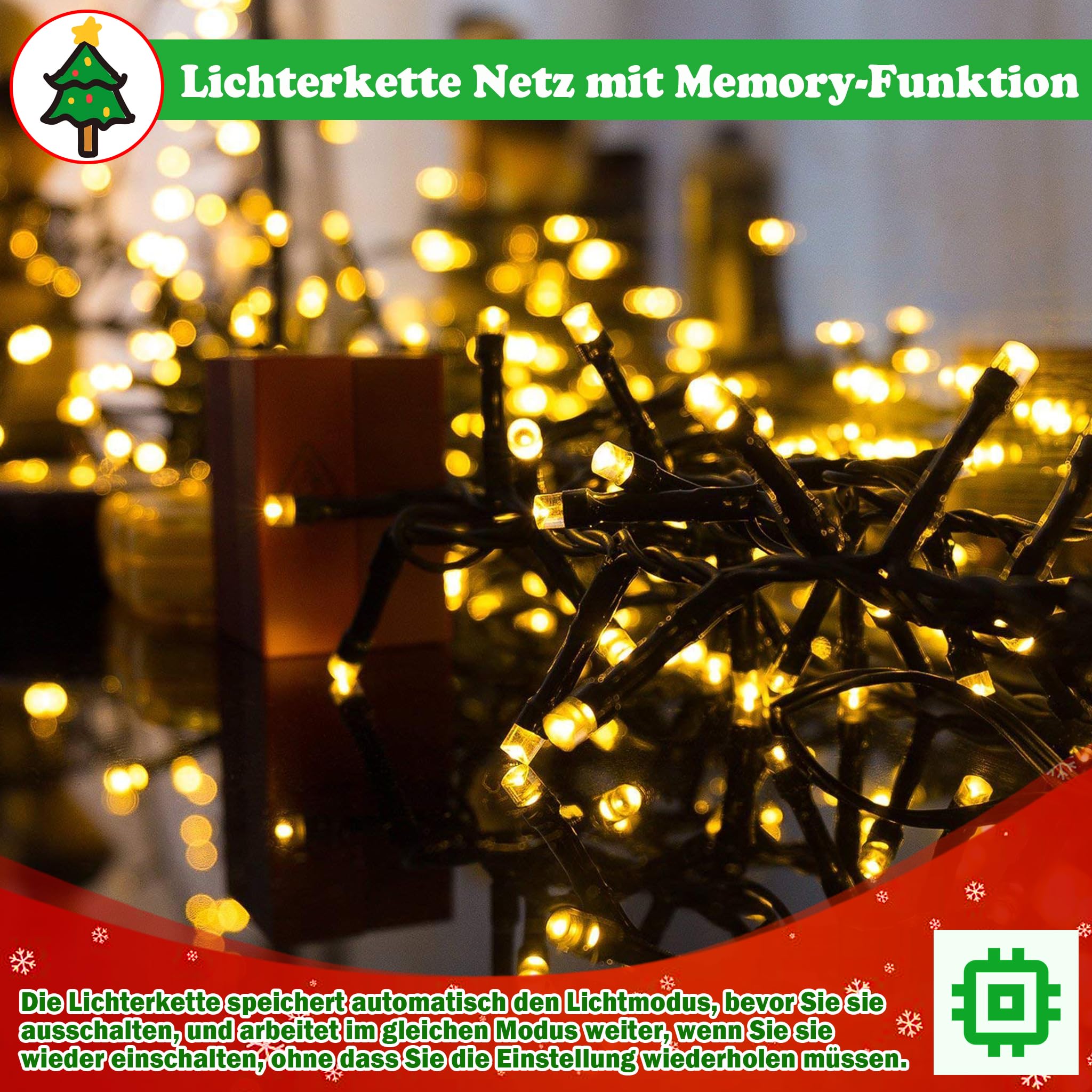 SUBTLETY Łańcuch świetlny na zewnątrz, 80 m, 800 diod LED, oświetlenie bożonarodzeniowe z 8 trybami świecenia, wodoszczelność IP44, łańcuchy świetlne do ogrodu i na balkon, na Boże Narodzenie