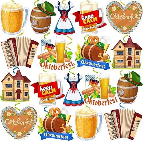 36 decoraciones de fiesta de Oktoberfest, espirales colgantes, decoraciones de fiesta de Oktoberfest, serpentinas colgantes de remolinos de cerveza disponible en Yaxa Venezuela