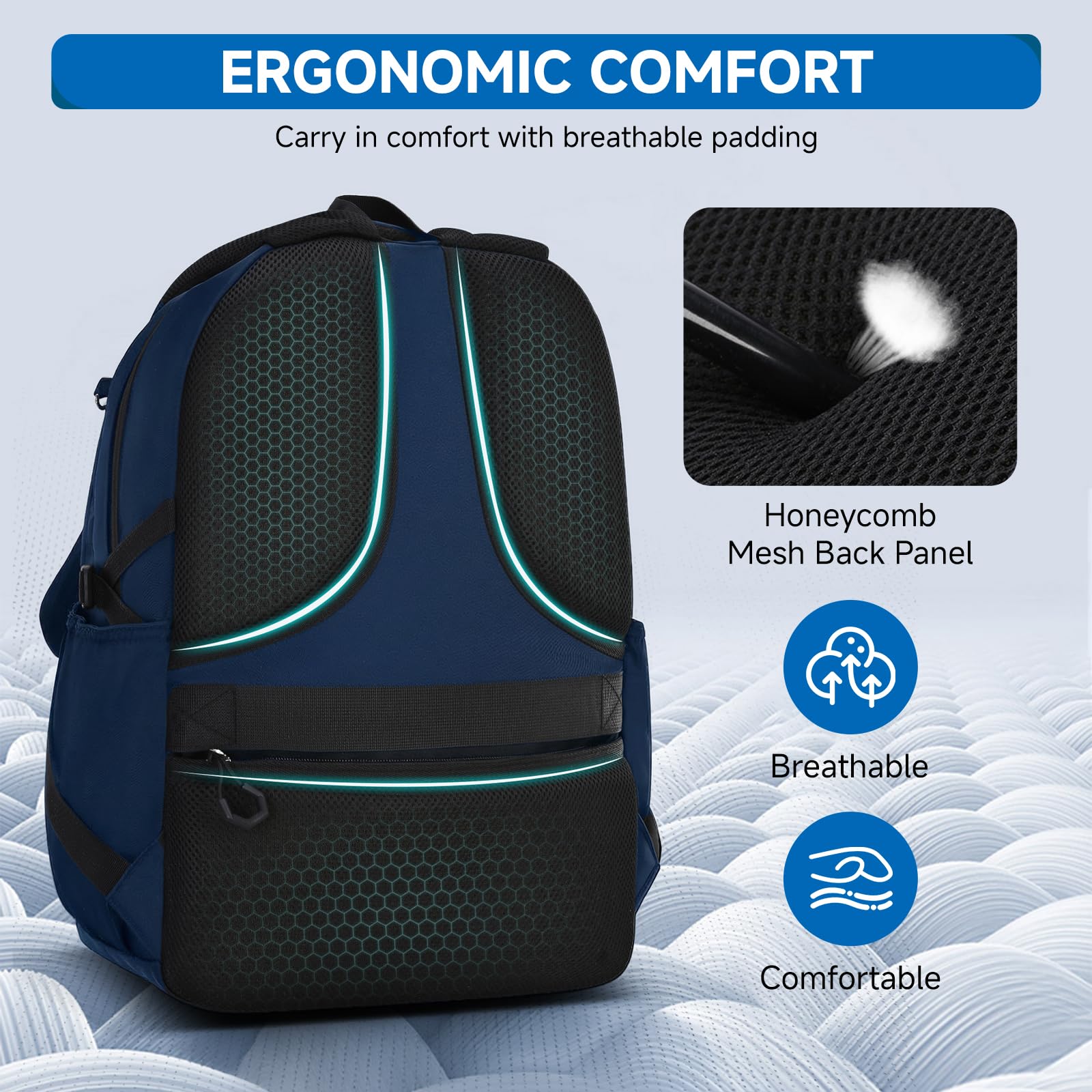 Amythe Mochila Escolar para Chicos - Mochilas Colegio Adolescentes 35L Impermeable Ligera - Mochila Tipo Casual Gran para Portátil 15,6" - Apta para Carro - 10-18 Años -Azul