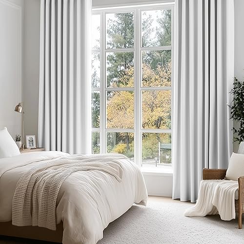 Miniatura 5 de Beauoop Cortinas blancas 100% opacas de 84 pulgadas de largo, 2 paneles para dormitorio, sala de estar, oscurecimiento de la habitación, aislamiento