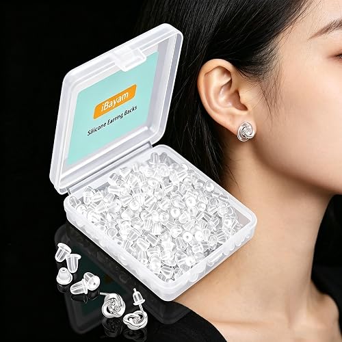 iBayam Silicone Earring Backs Earring Backings Soft Clear Ear Safety Back | Backstops Clutch Stopper Replacement for Fish Hook Earring Studs Hoops Diameter 4mm (2000PCS/1000Pairs)