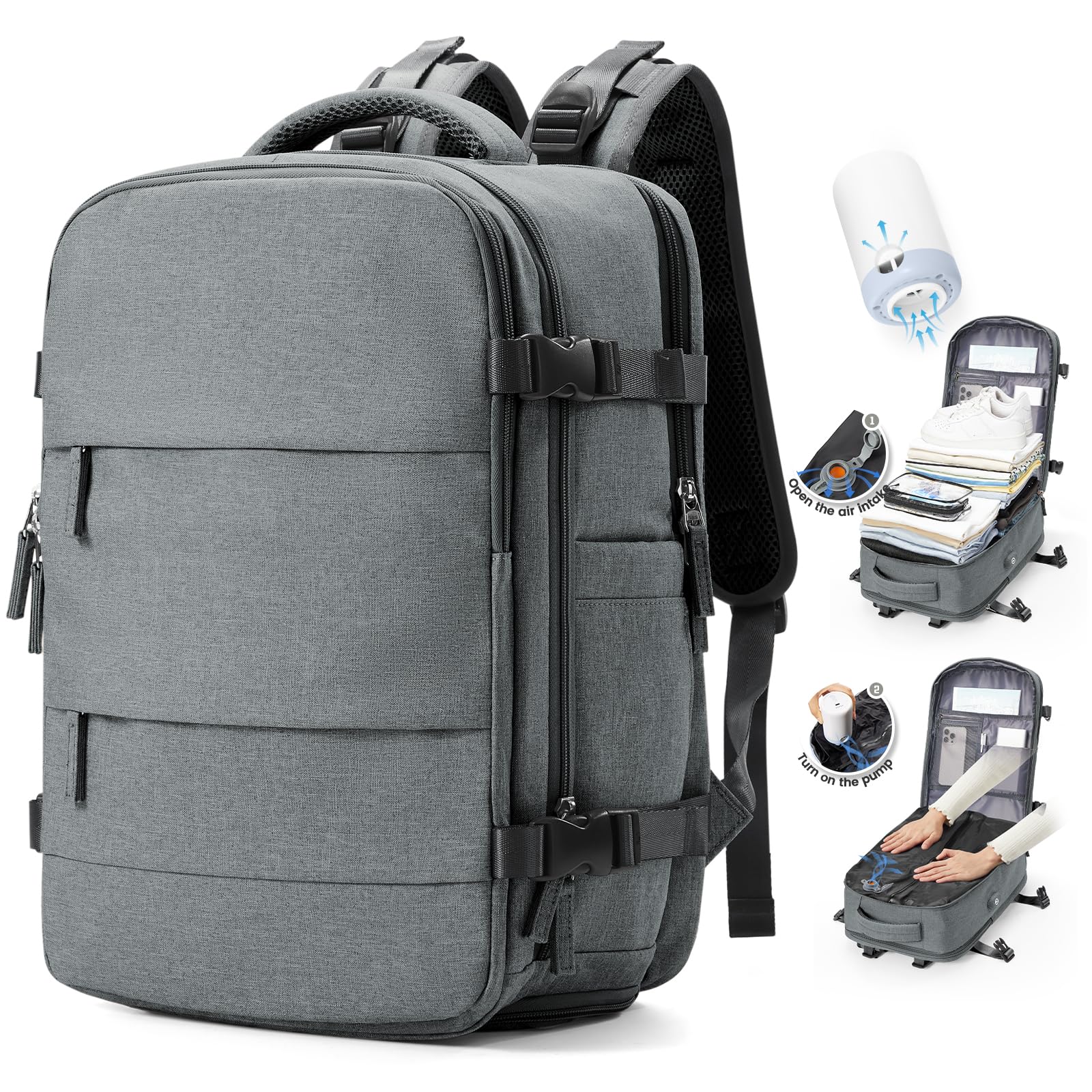 SZLX Zaino Ryanair 40x30x20 Sottovuoto Zaino da Viaggio 40x30x20 Wizzair Donna da escursionismo sportivo impermeabile Zaino Casual Laptop da 14 Pollici con porta di ricarica USB Scomparto per Scarpe