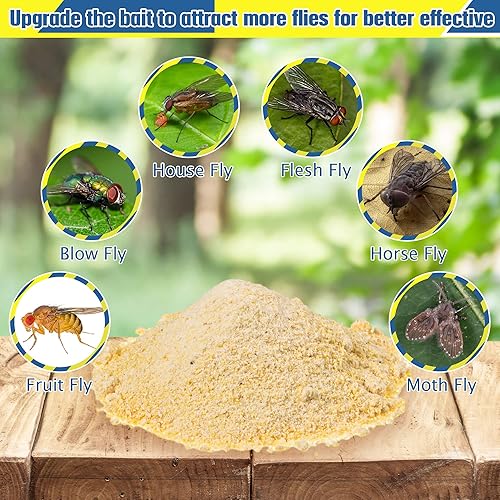 Miniatura 5 de Qualirey Paquete de 4 trampas grandes para moscas al aire libre, desechables, para matamoscas no tóxicas, para granjas exteriores, gallineros,