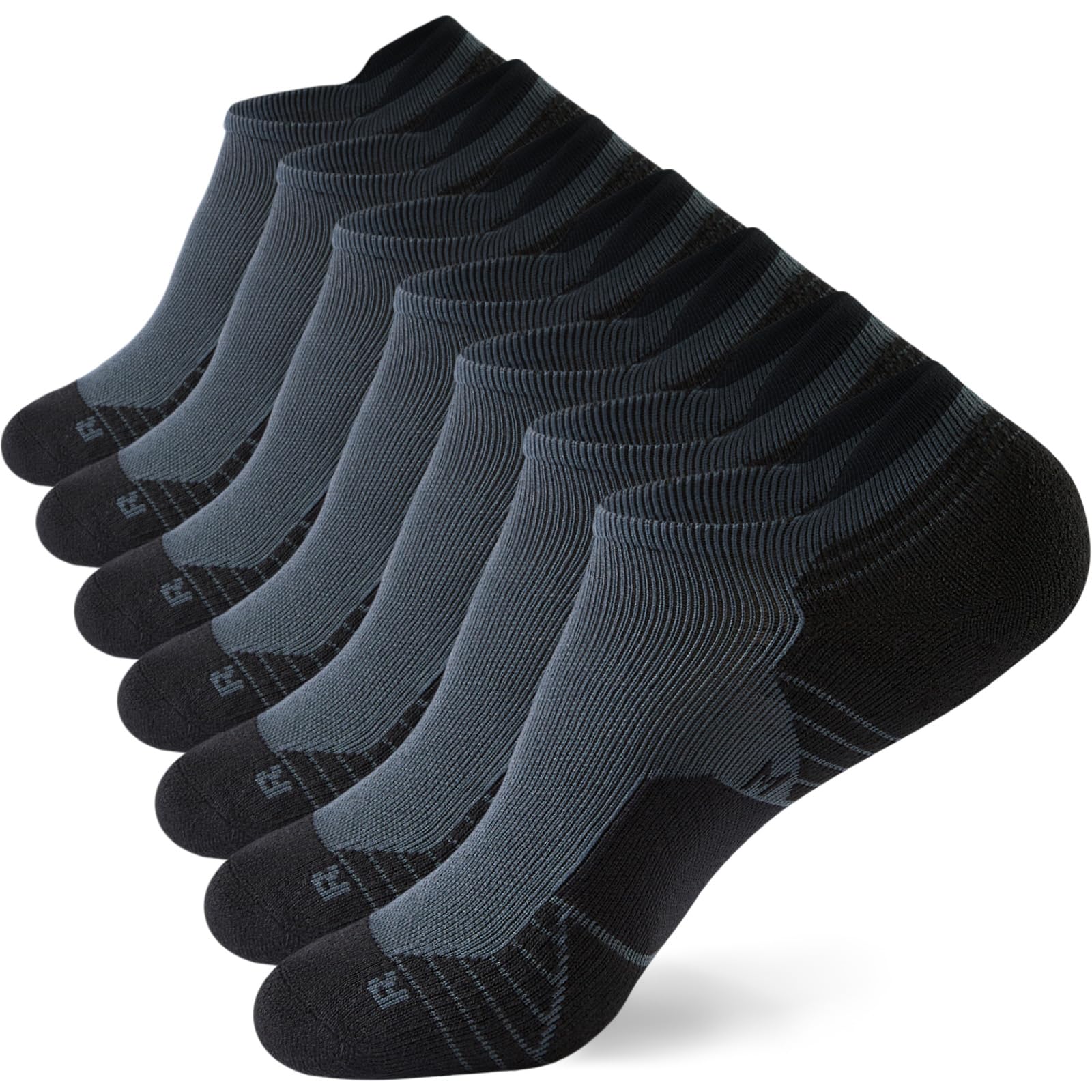 WANDER Men's Athletic Running Socks 7 Pairs Thick Cushion Ankle Socks for Men Sport Low Cut 6-9/10-12/12-14