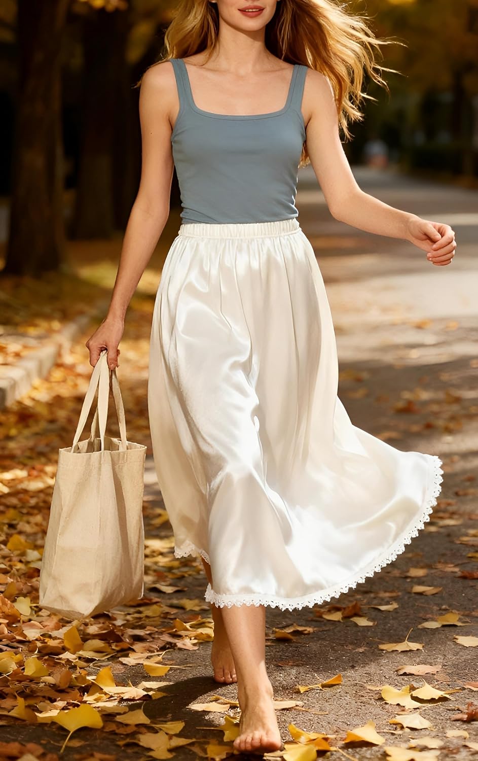 Women's Half Slips for Under Dresses Anti-static Elastic Waist Lace Plus Size Long Underskirt - Image 4