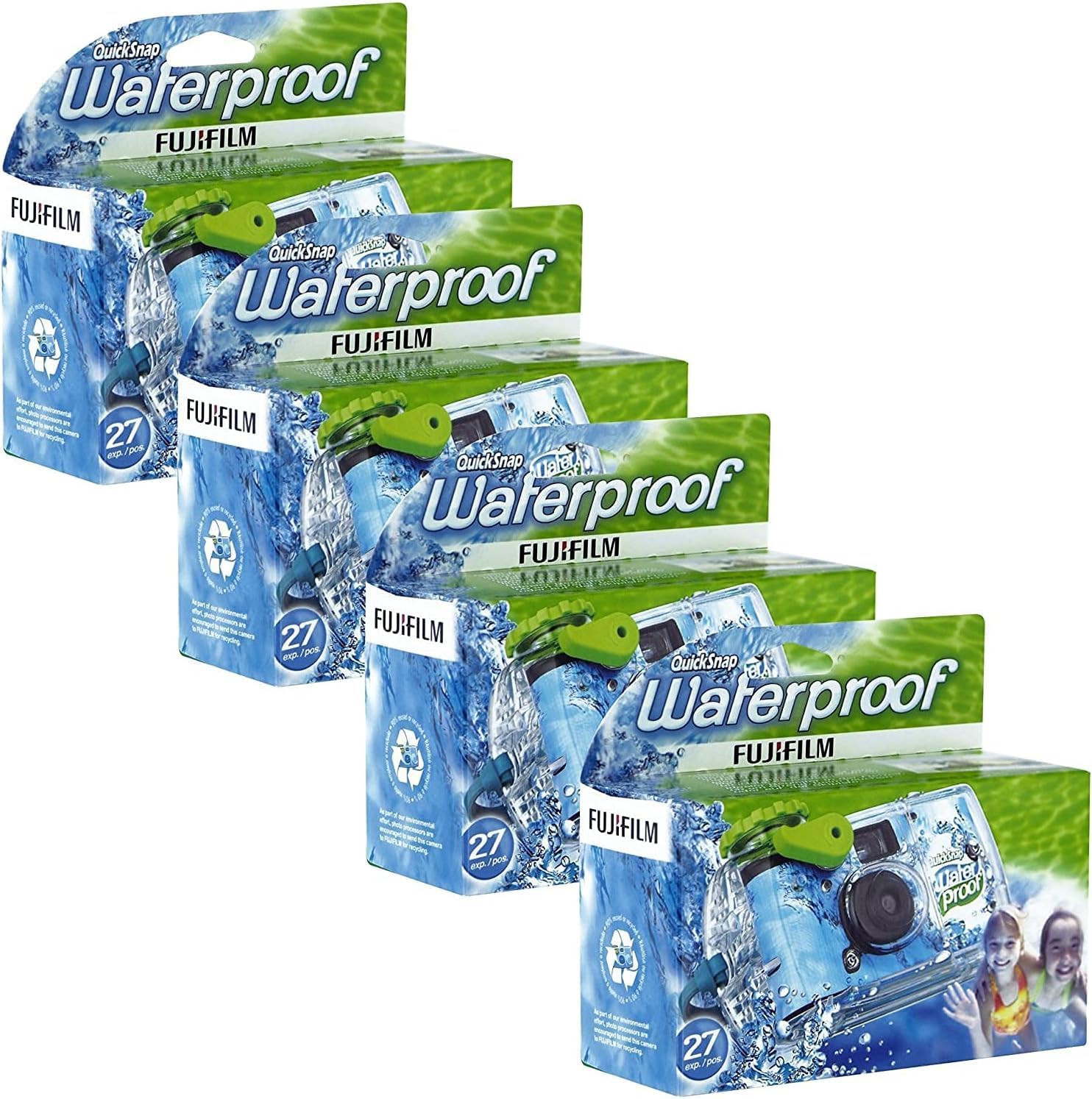 Fujifilm QuickSnap 800 Waterproof 35mm One-Time-Use Disposable Camera, 27 Exposures 4 -Pack
