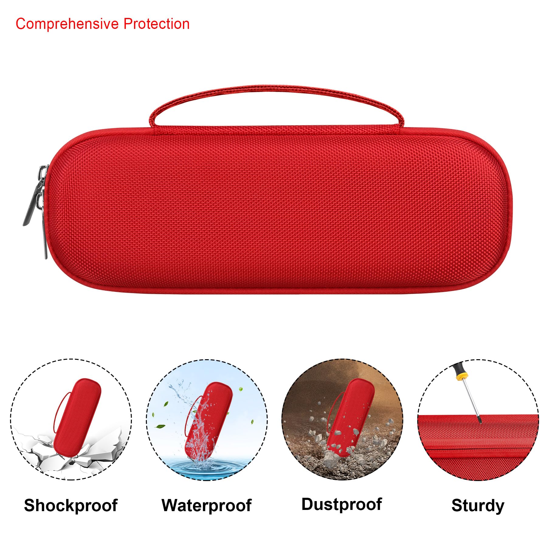 Elonbo Maleta de Altavoz Bluetooth inalámbrico Beats Pill, Bolso de Viaje de Altavoz portátil Beats Pills Estante de Almacenamiento de Altavoces, Bolsillo de Malla Adecuado para Cargadores, Rojo