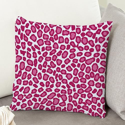 Vista 399 de Funda de cojín con estampado de guepardo rosa intenso, cojín cuadrado con estampado de animales fucsia, funda de almohada decorativa para el hogar
