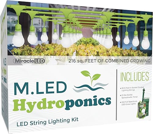 Miracle LED Hydroponics - Kit de luces LED de cultivo para interiores, incluye 4 bombillas de repuesto de espectro completo Ultra Grow de 150 W y 1