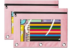 Durable and Handy: V-Opitos Pencil Pouch for 3 Ring Binder, 2 Pack...