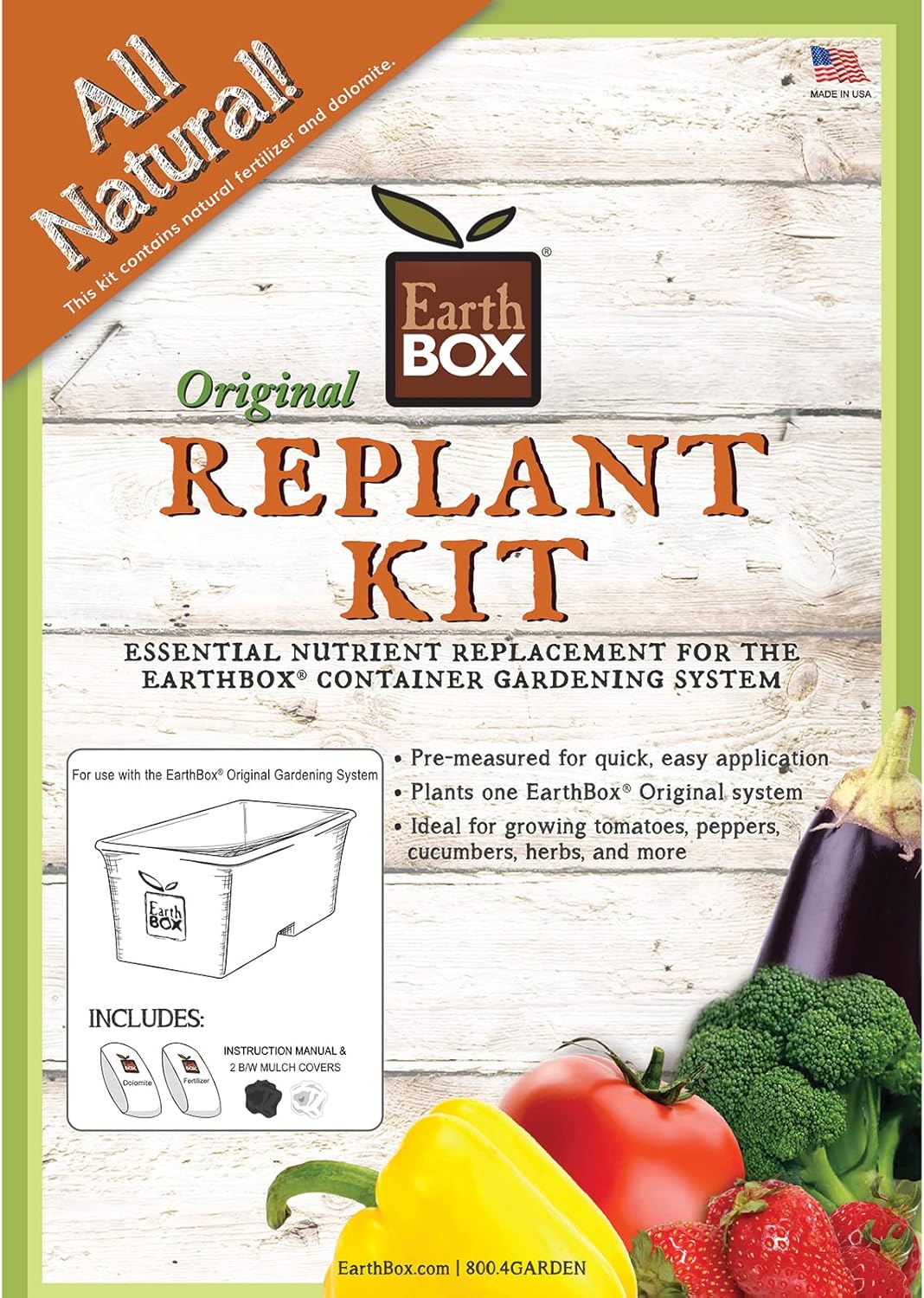 Novelty EarthBox, 8-3-5 Natural Replant Kit