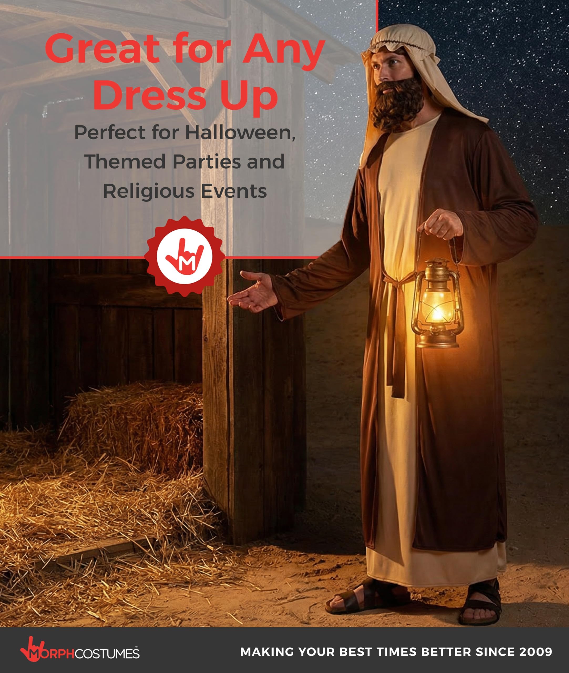 Morph Deguisement Berger Homme, Costume Biblique Halloween Homme