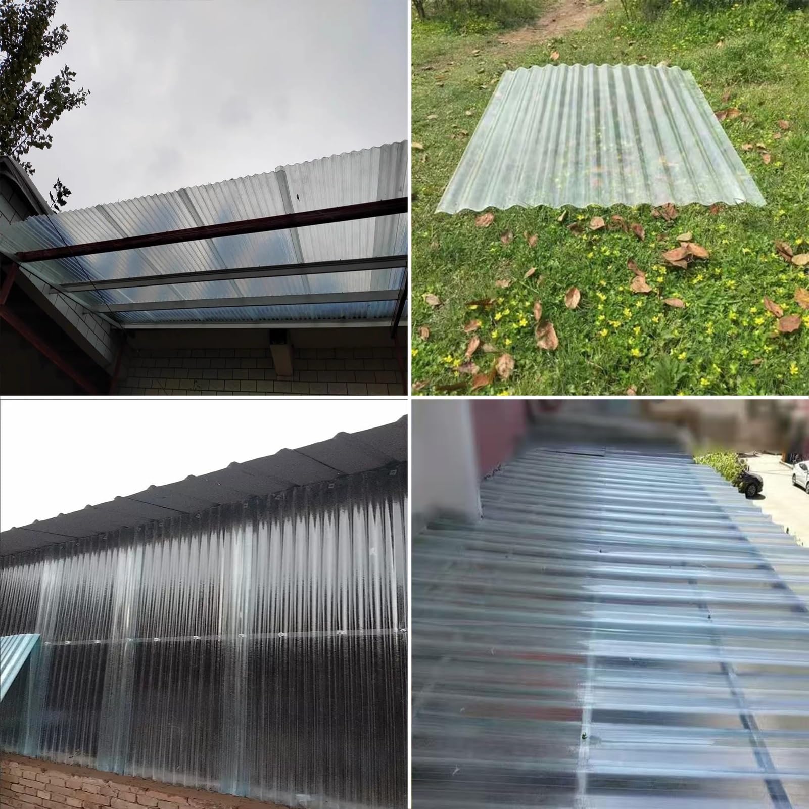 Planchas Transparentes Tejados, Placa Ondulada Tejado a Prueba de Lluvia, Captadores de Luz, Chapa Tejado de Aislamiento, for Invernadero Cochera(4 PCS,0.9x2m/2.95x6.56ft)