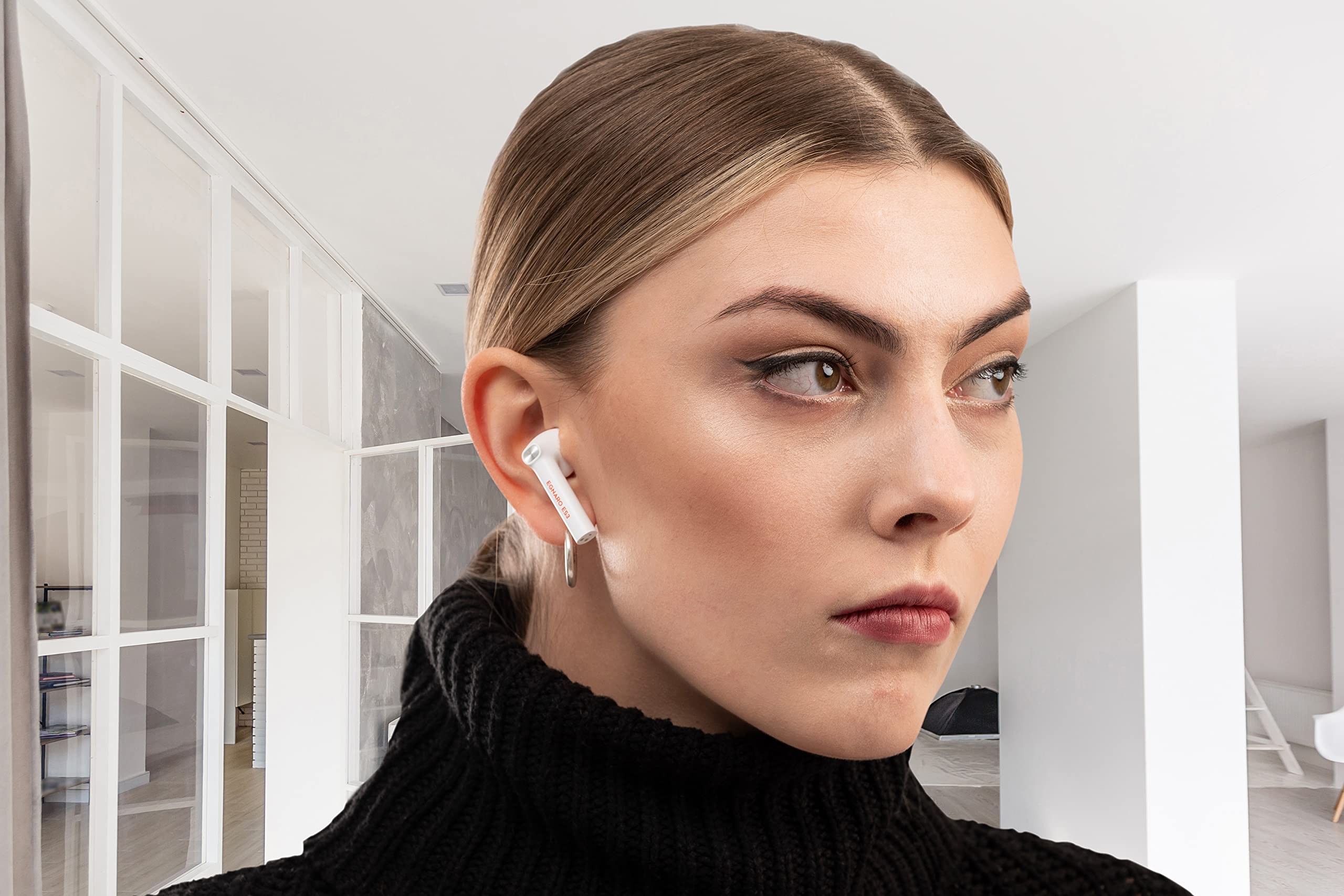 Prawdziwe bezprzewodowe słuchawki stereo EGNARO ES3, słuchawki Bluetooth 5.1, sterowanie dotykowe z mikrofonem, kolor biały