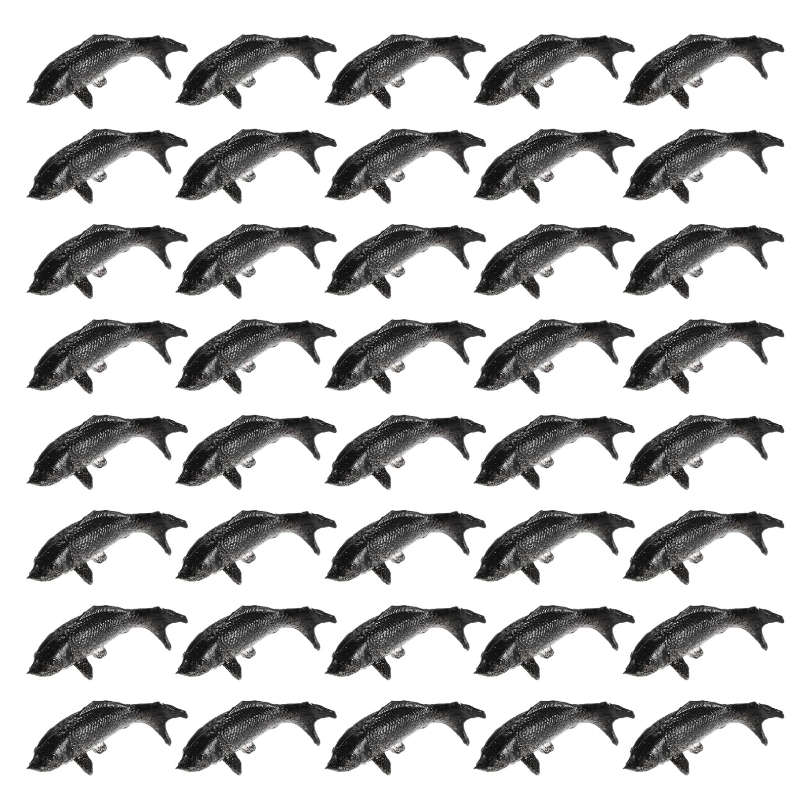 M METERXITY 40-Pack Mini Koi Fish Figurines, 0.71 Inch PVC Miniature Fake Goldfish Ornament for Fairy/Garden/Aquarium/Landscape Decor, Tiny Carps Supplies [Black]