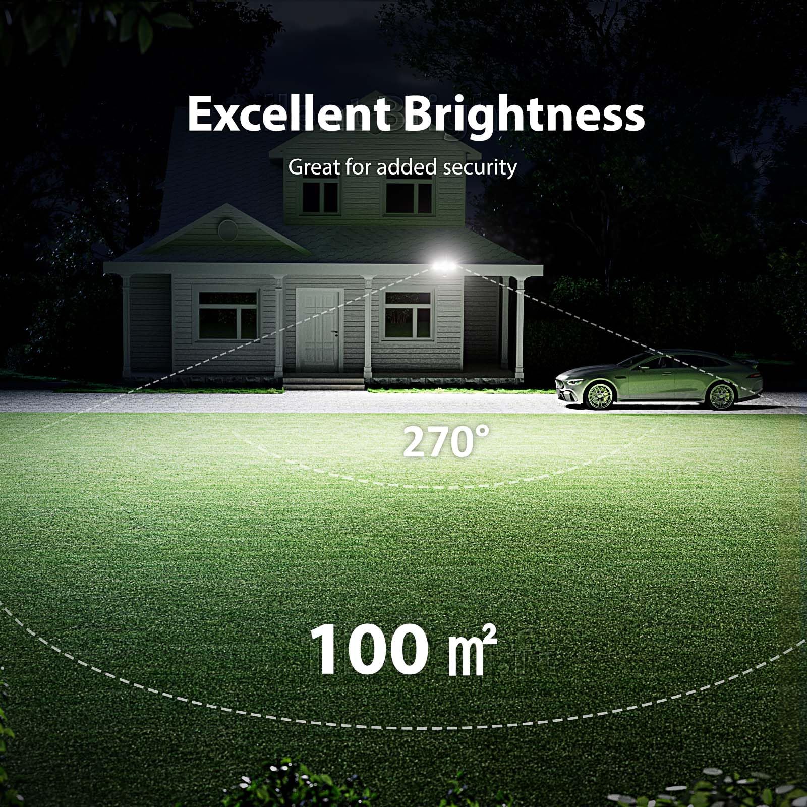 Onforu 55W Foco de Seguridad con Sensor de Movimiento, 3 Cabezas 5000 LM Foco Exterior LED, IP65 Impermeable Proyector Foco LED con Detector, 6500 K Blanco Frío para Jardín, Patio, Garaje, Entrada
