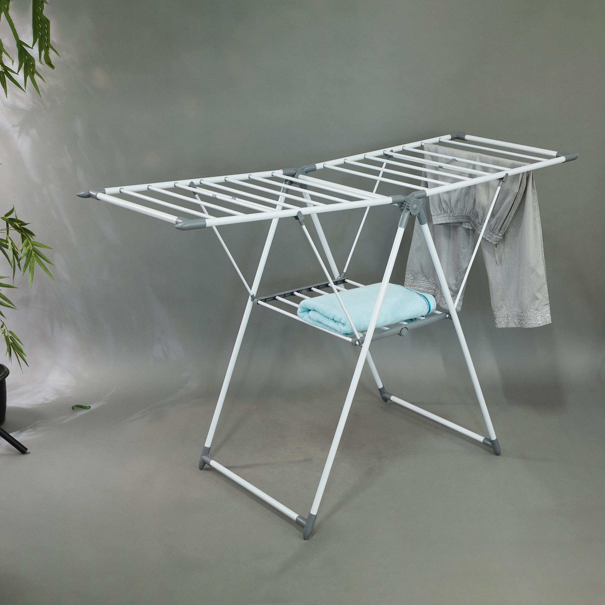 Home Centre Omnia Stainless Steel 2-Tier Foldable Clothes Drying Rack-picture-17