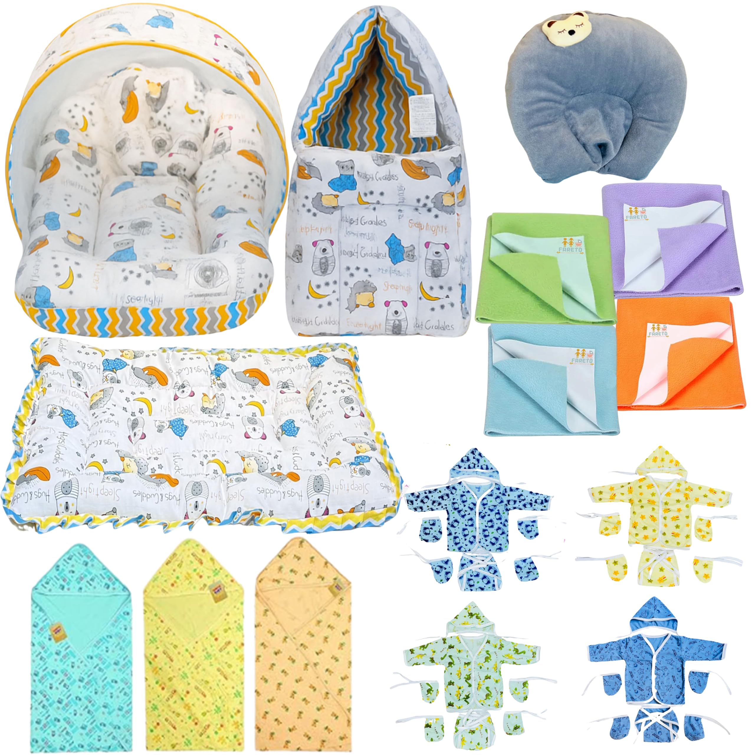 Fareto Infantbond Newborn Baby Bedding Essentials | Daily Needs Items | Hopsital kit Ready Combo | Baby Products All (Pack of 32) (0-6months) (Goodnight_Blue)-picture-15