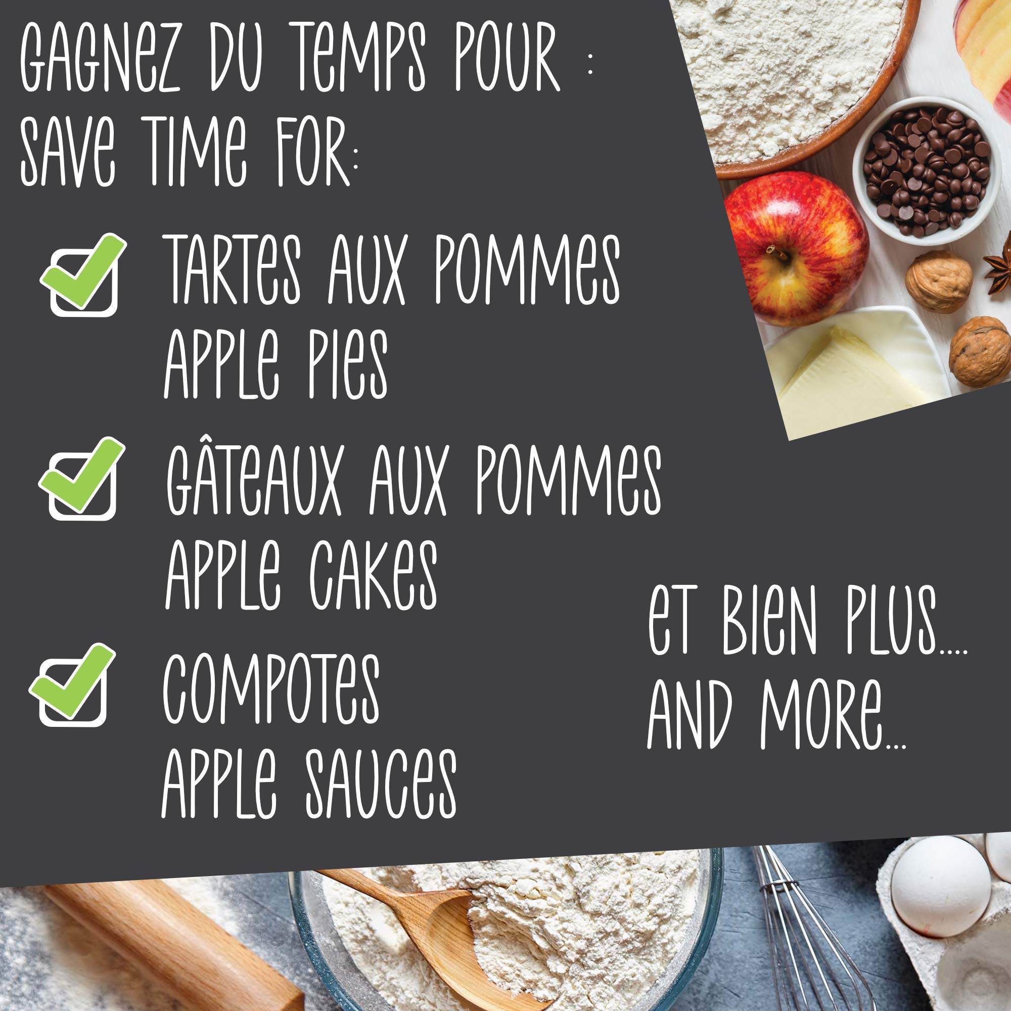 ScrapCooking - Pelador de Manzanas 3 en 1 Need’it - De Metal - Pelador, Cortador y Descorazonador de Calidad Profesional - Acero Inoxidable - Pastel Tartas - Negro - 5255