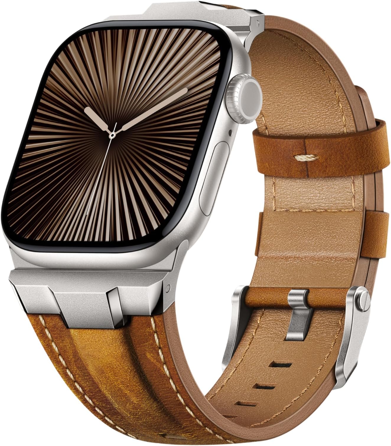 Leather Band Compatible with Apple Watch Ultra 49mm, 46mm, 45mm, 44mm, 42mm and iWatch Ultra/Series 10/9/8/7/6/5/4/3/SE – Replacement Band for Women and Men