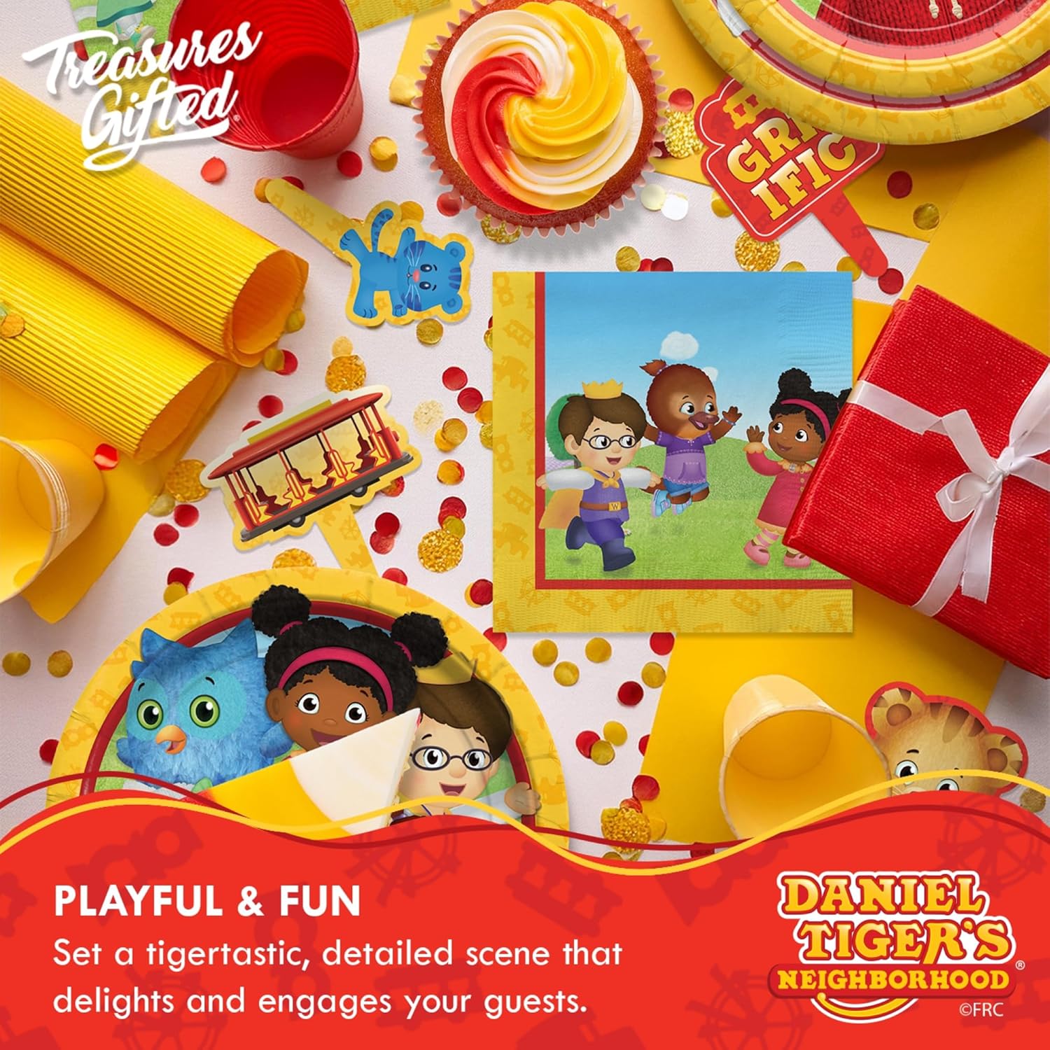 Treasures Gifted Officially Licensed Daniel Tiger Birthday Party Supplies - Serves 16 Guests - Dinnerware Starter Set Daniel Tiger Party Decorations - Plates and Napkins Set - Image 7