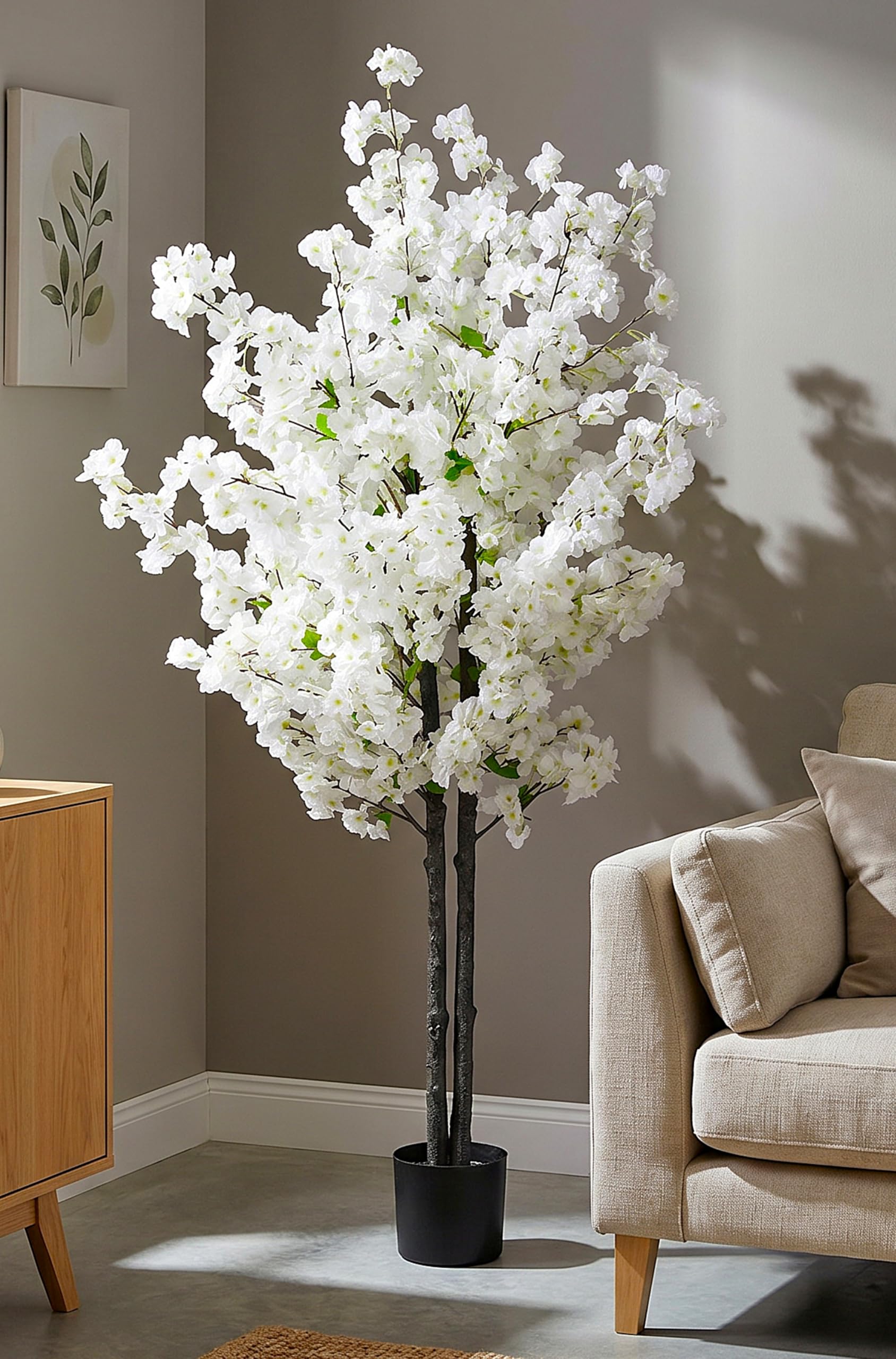 Albero di ciliegio artificiale Ciliegio Pianta artificiale Albero di ciliegio artificiale Pianta da interno (bianco 160 cm)