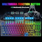 Membrane sans fil jeu clavier et ensemble de souris avec 87Key Sans-cœur-Black LED Feux de marche arrière, rechargeables 3800mAh Batterie,Anti-hébergement, Ergonomie, Étanche,RGB Mute Mice pour ordinateur PC Jeu Mac