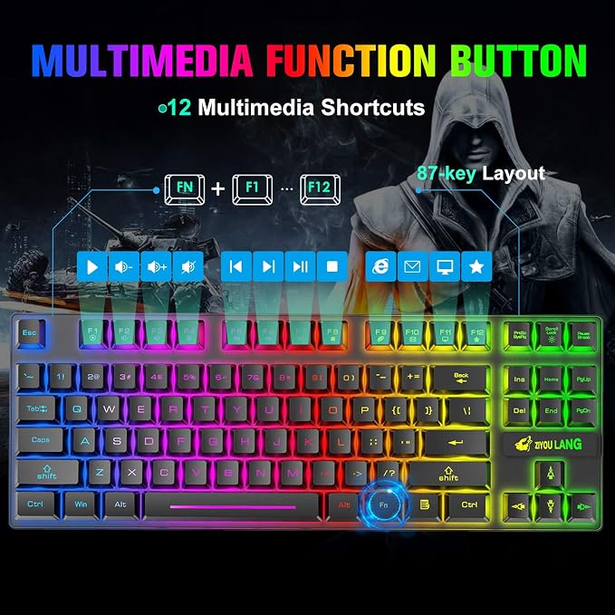 Kit Teclado y Mouse Gamer Inalámbrico 87 Teclas miniatura 4