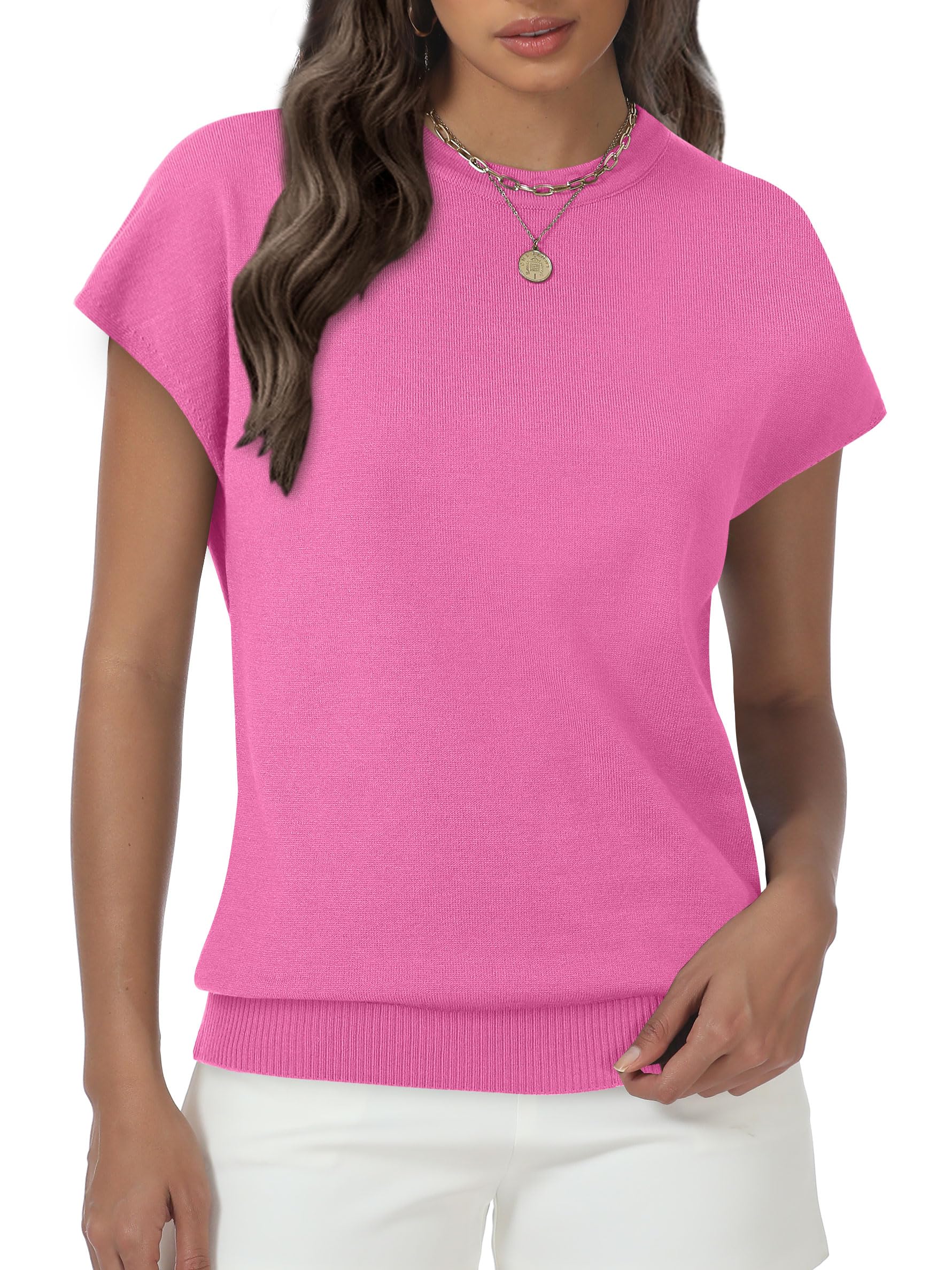 Womens Tops Summer Sweaters Short Sleeve Shirts Dressy Casual Basic Casual Cap Sleeve Tops Beach Vacation Clothes