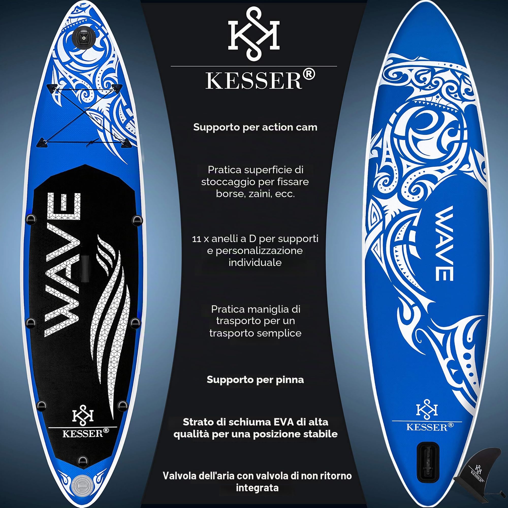 KESSER® Tavola SUP Gonfiabile Set Tavola Stand Up Paddle Tavola da Surf Premium Sport Acquatici | 6 Pollici di Spessore | Accessori Completi | 130 kg