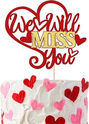 30 piezas de adornos para cupcakes con purpurina We Will Miss You Don't Go We Need You Bye Voyage Good Luck Heart Cupcake Picks para despedida,