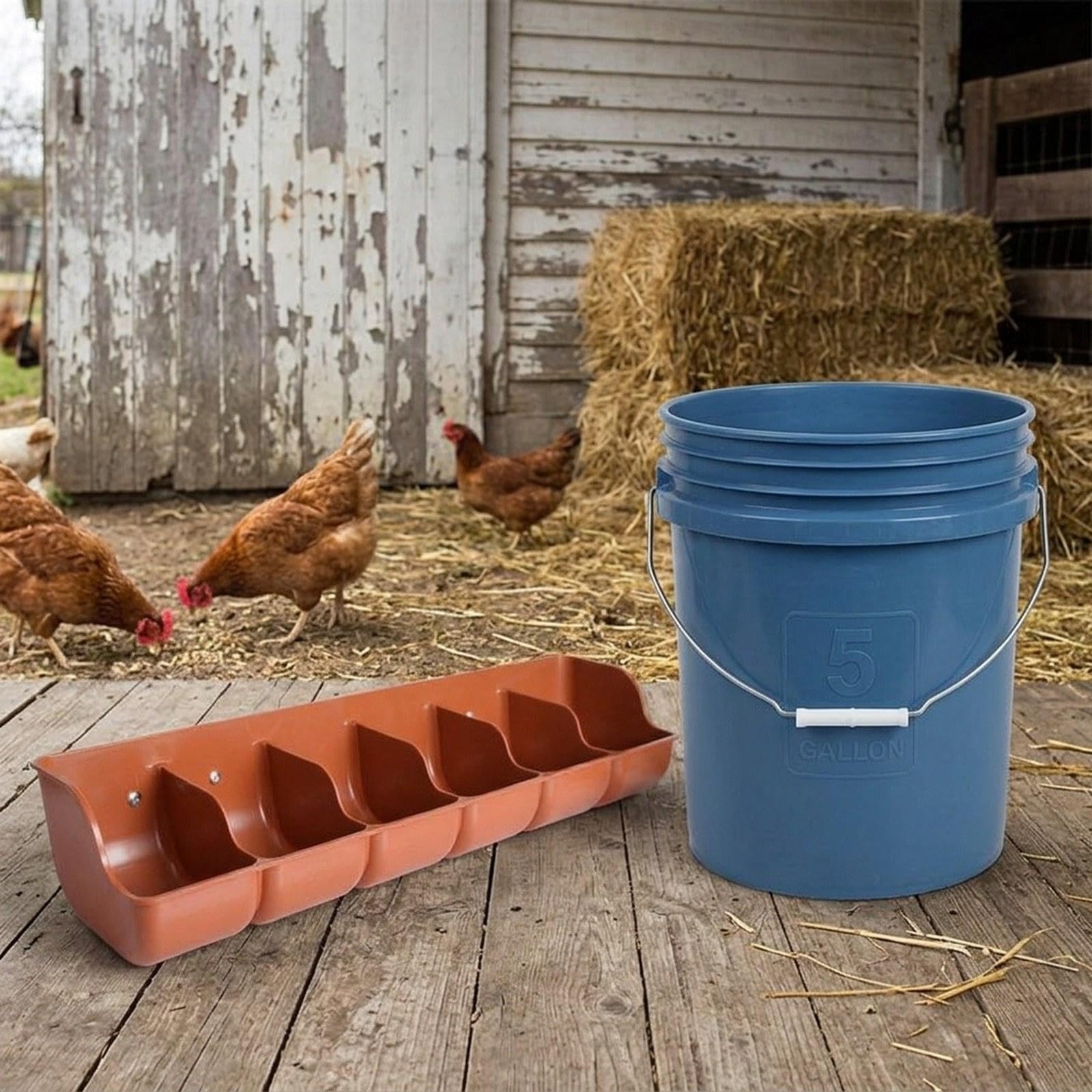 Comedero para Lechones, Bandeja Organizadora Multifuncional Y Resistente para Ovejas, con Ranura para Alimentar Cabras Y Ganado Vacuno, Rojo Marrón