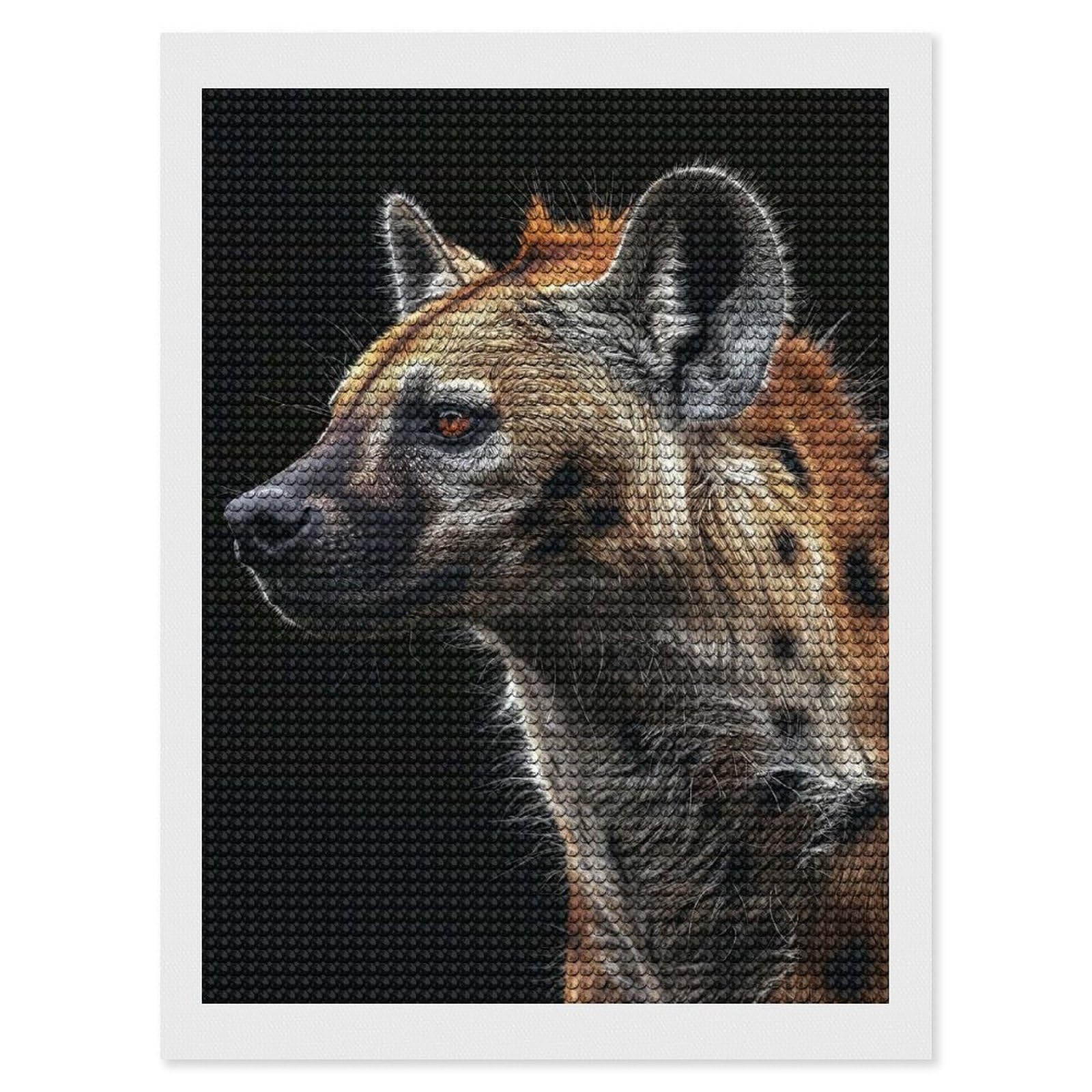 Junmoney Hyena Diamond Painting Set 12"x16", Sparkling Round Gems, Decorate Your Room, Fun Craft Experience, Modern Decor