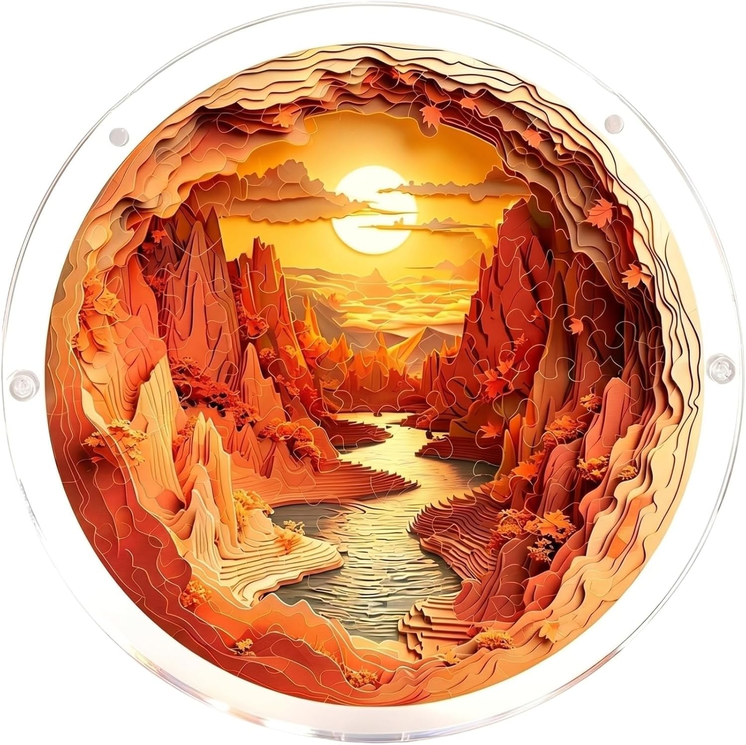 Canyon Sunset Acrylic Jigsaw Puzzles Suncatcher, 7.4 Inch Window Hanging Suncatcher Acrylic Puzzle, DIY Home Decor Art Gift