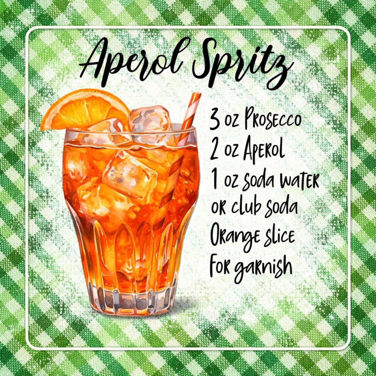 Half A Donkey Multicolor Aperol Spritz Recipe Coaster