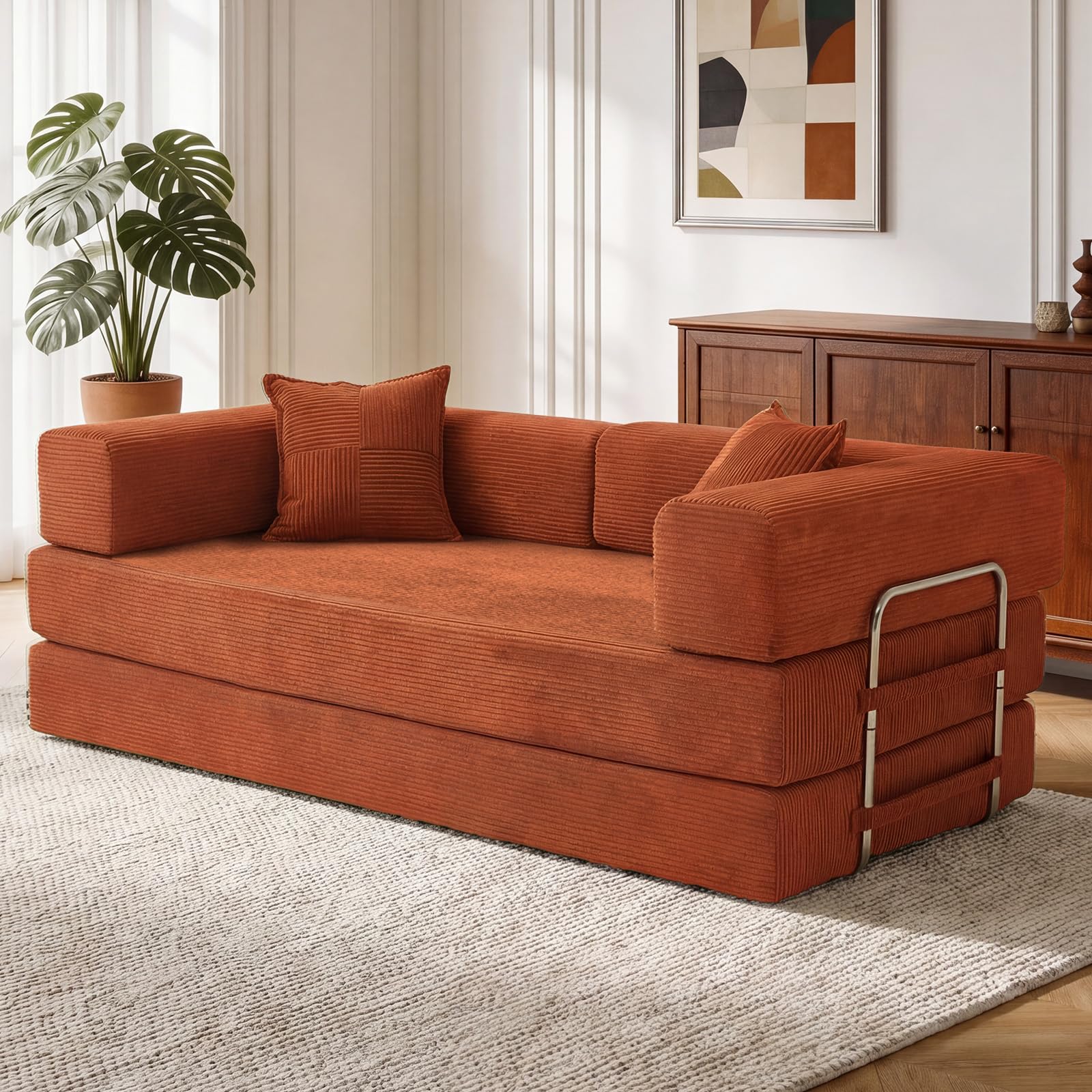 200cm Sofá Cama 3 Plazas con Espuma & Muelles para Salón,Naranja: opiniones y análisis (2026)